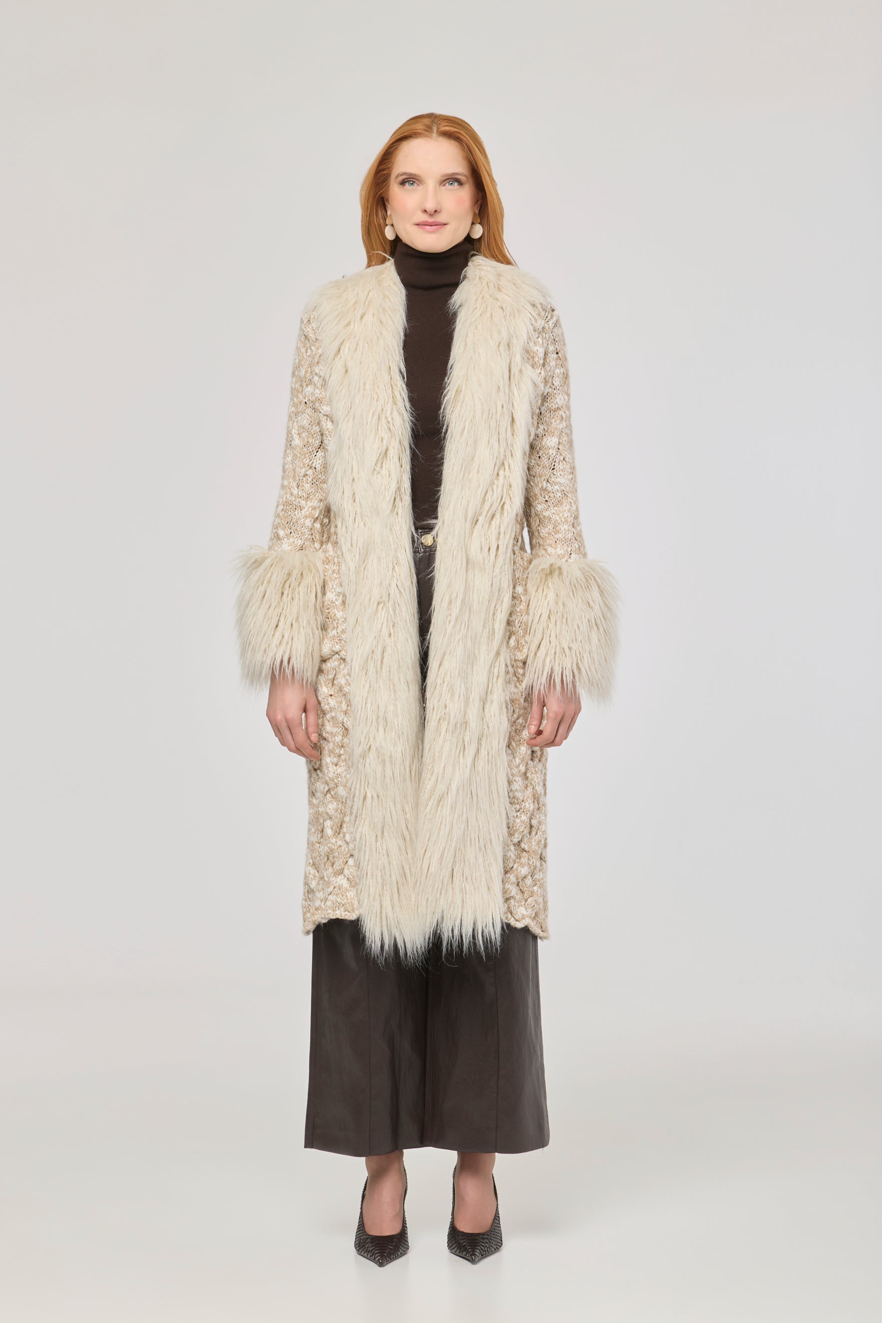 Connor Long Knit Coat with Faux Fur - Limited Edition