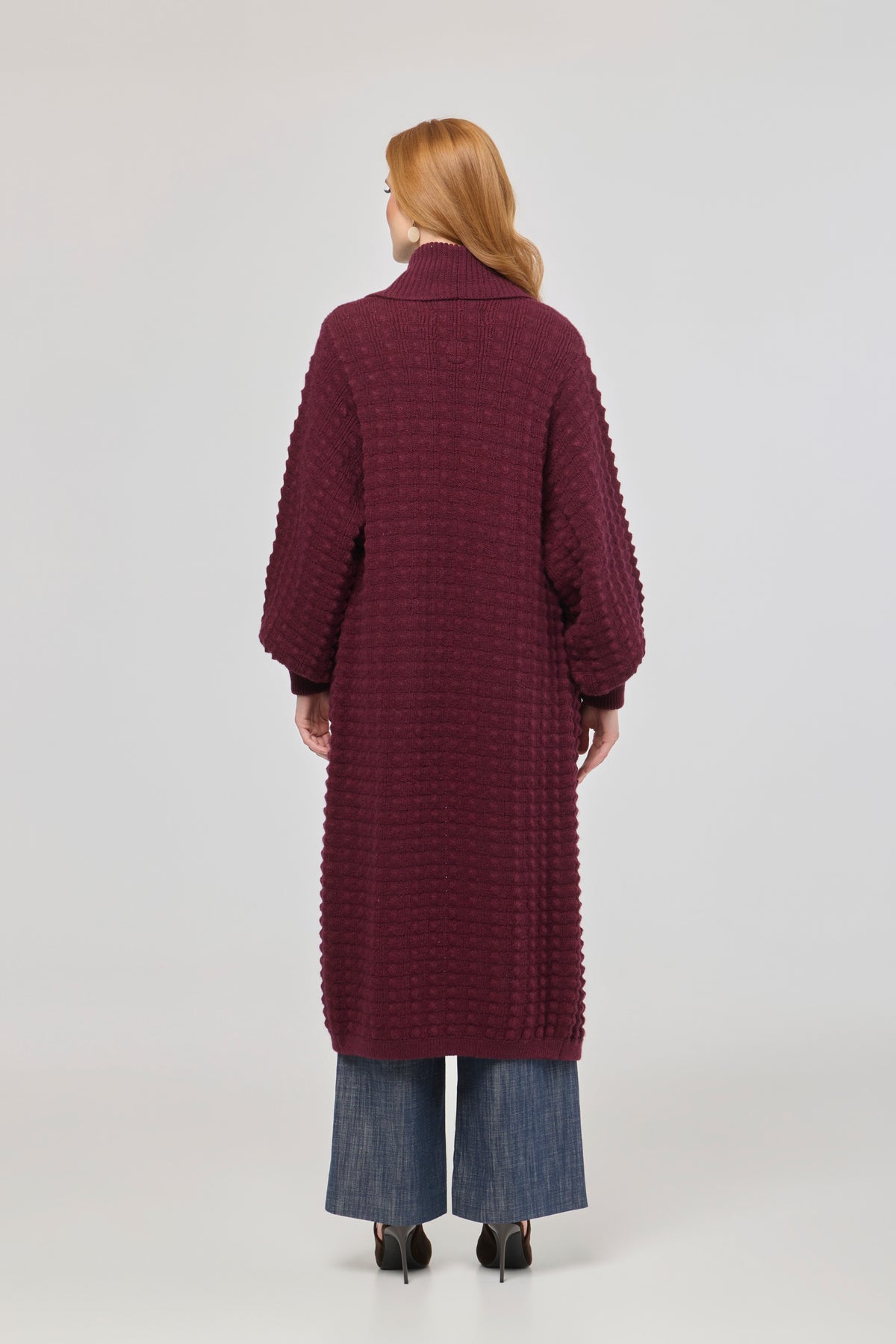 Burgundy Long Knitted Cardigan Dominic - Limited Edition