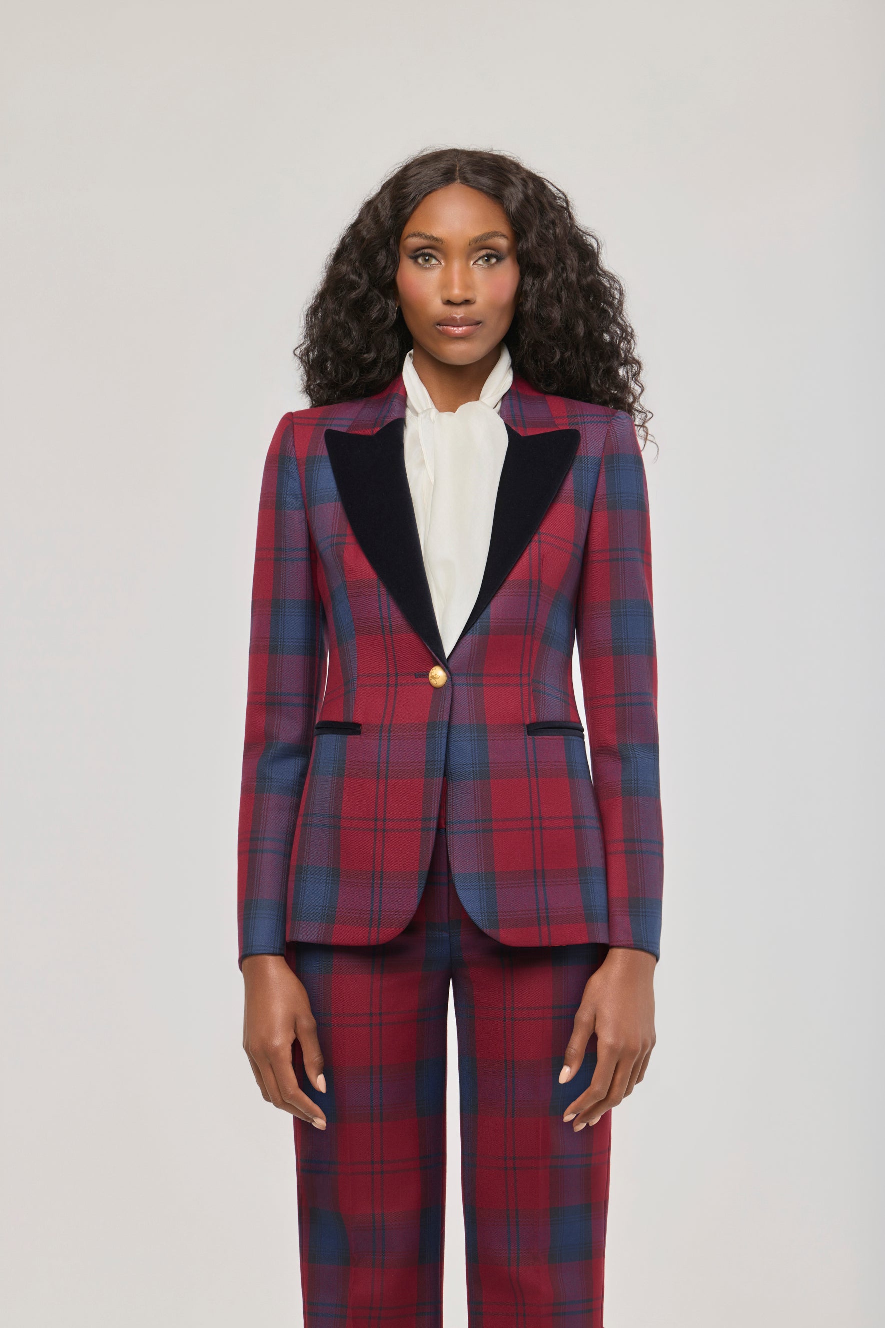 Douglas Checked Blazer with Velvet Lapel - Limited Edition