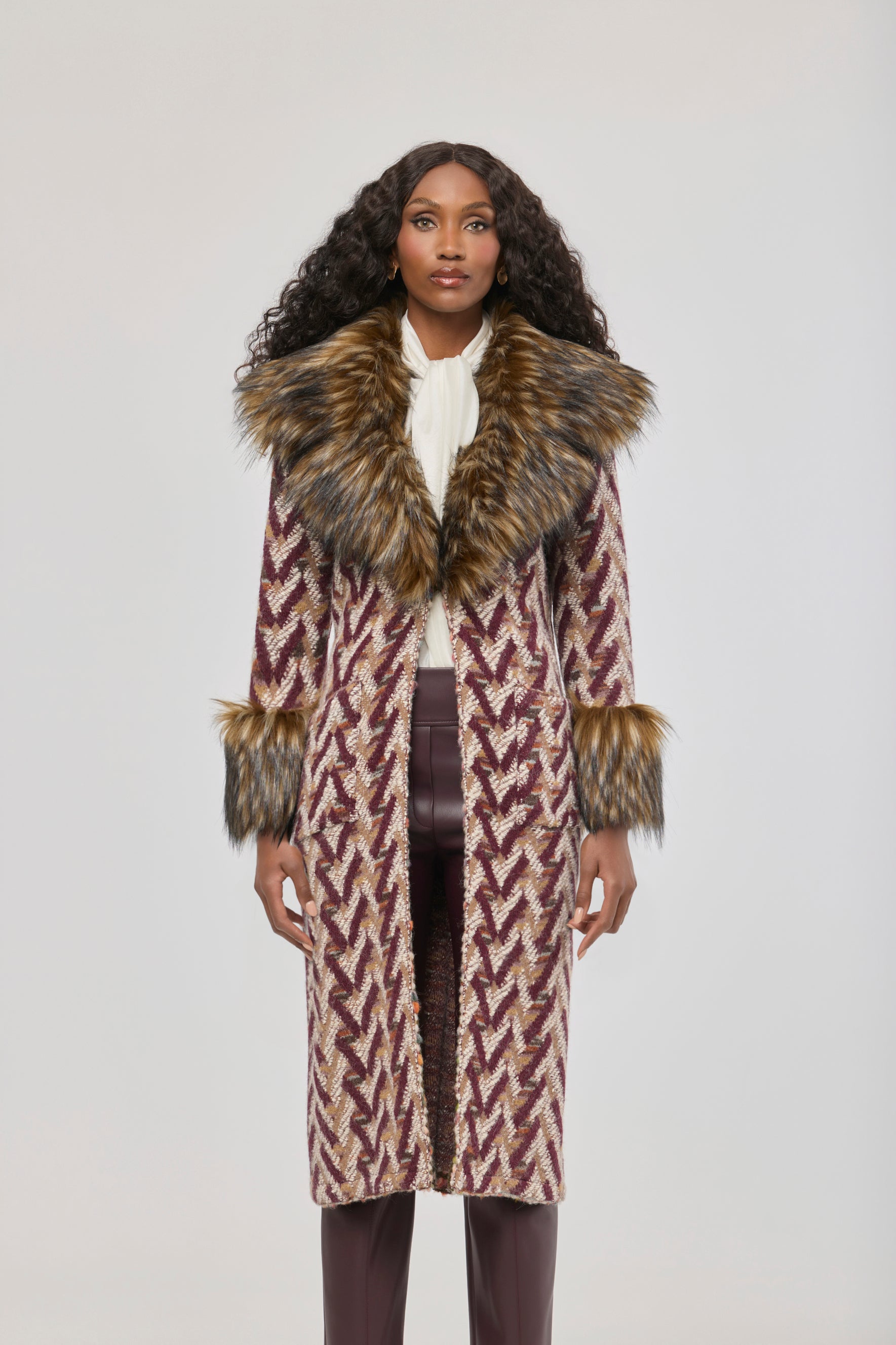 Flavia Short Knit Coat with Faux Fur - Limited Edition