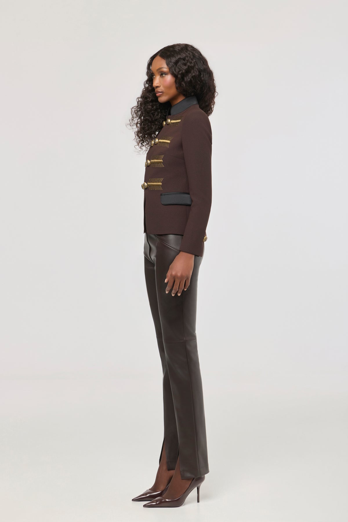 Brown Gold-Embroidered Blazer James Jacket - Limited Edition