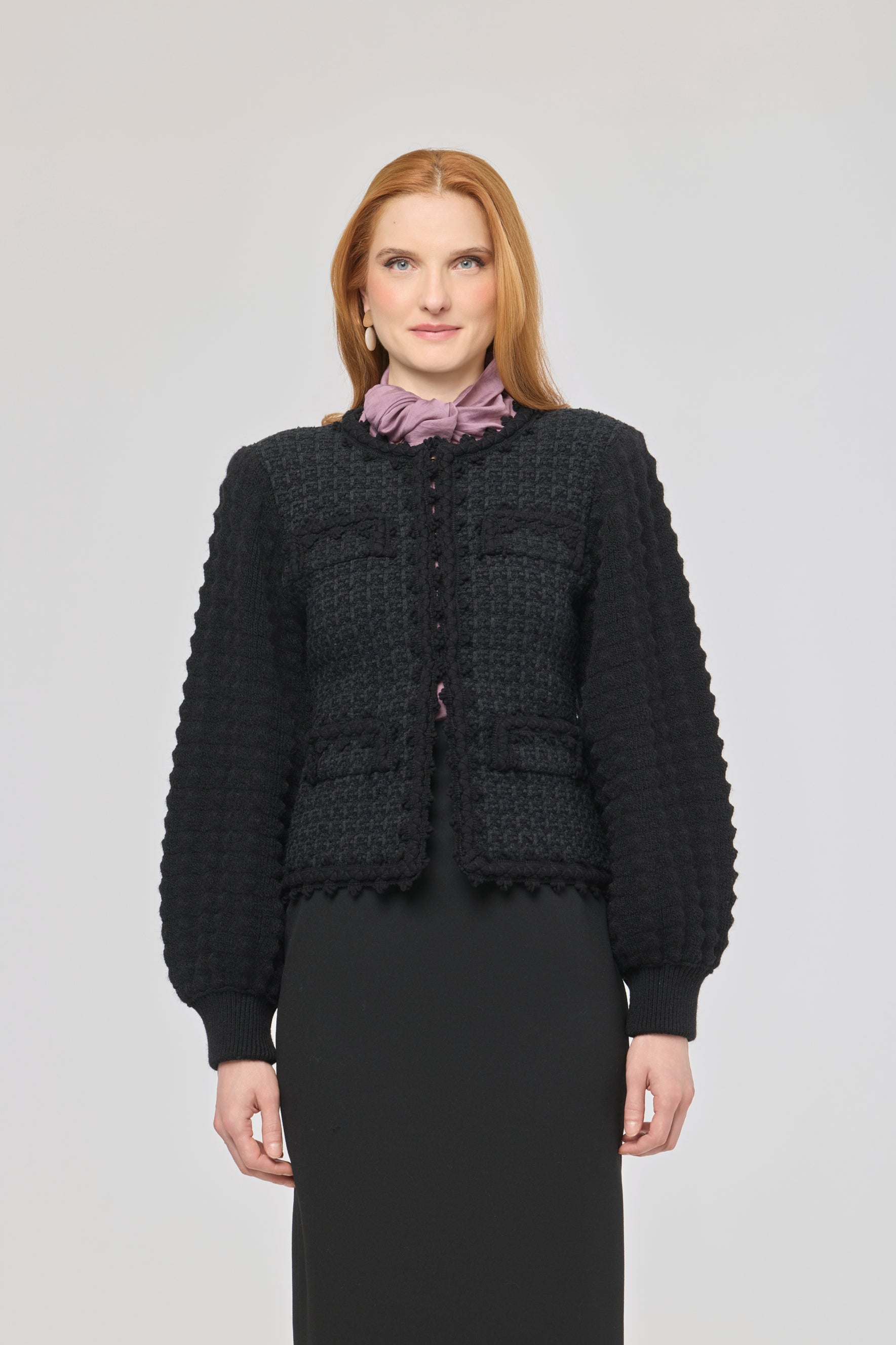 Kingston Structured Black Tweed-Style Cardigan - Limited Edition
