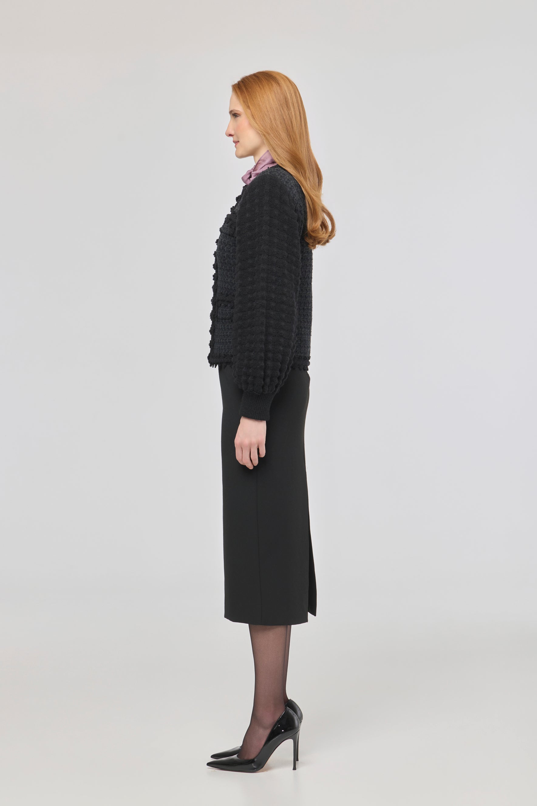 Kingston Structured Black Tweed-Style Cardigan - Limited Edition