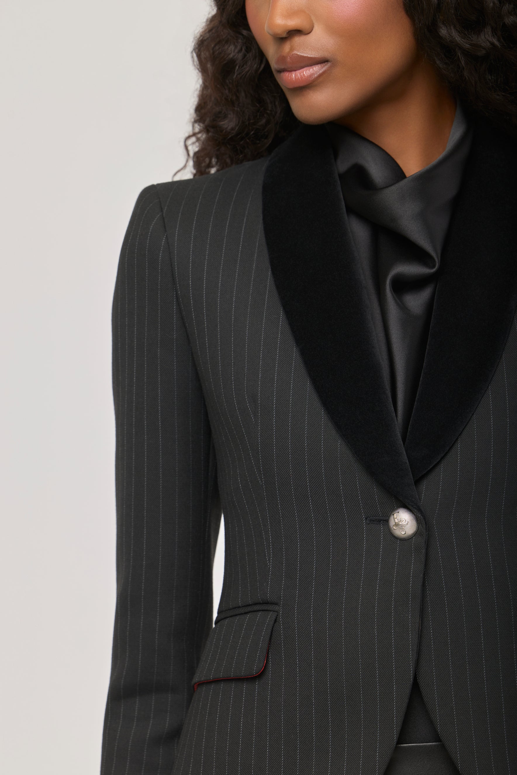 The Gardens Pinstripe Blazer with Jewel Embroidery - Limited Edition