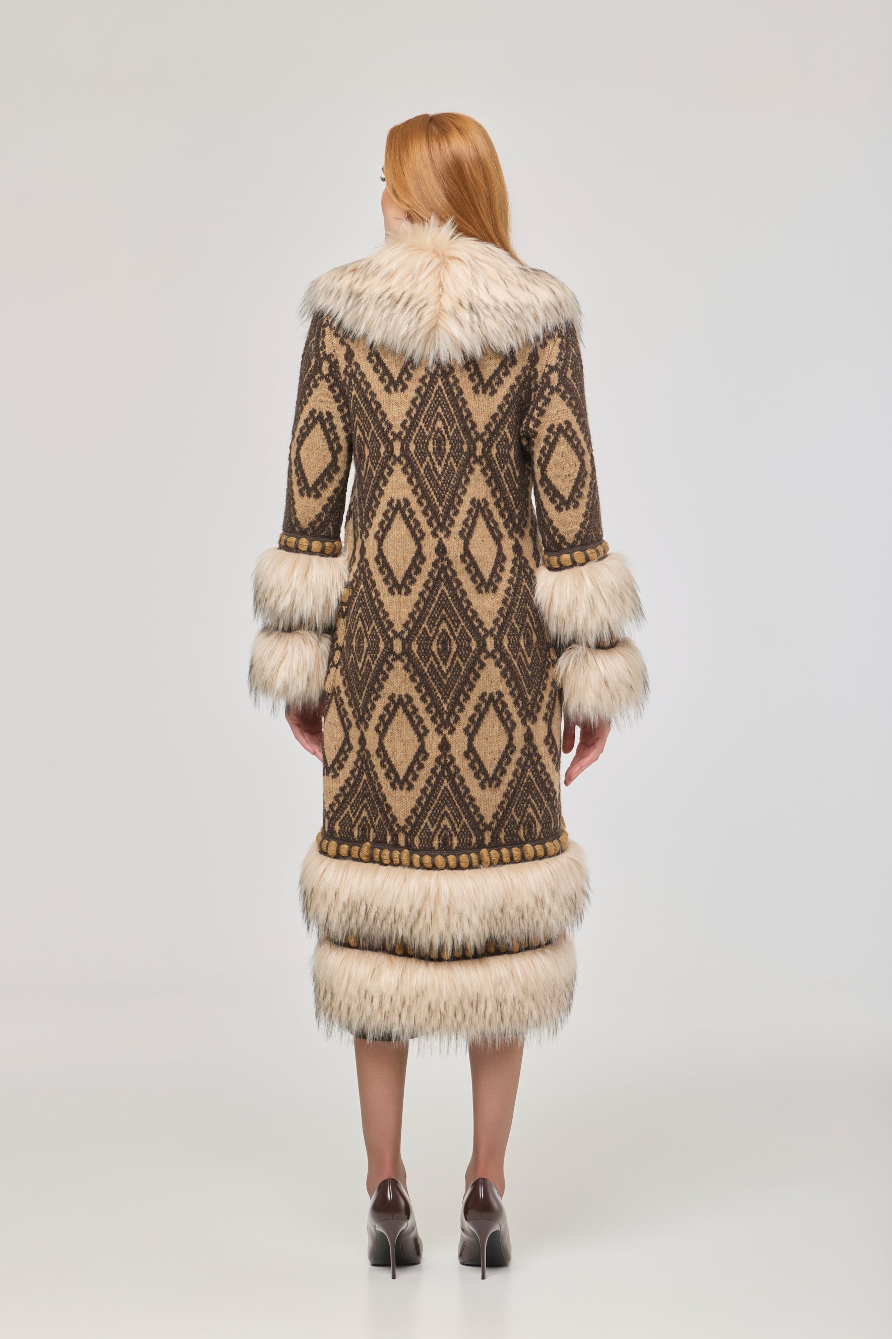 Kira Long Knit Coat with Faux Fur - Limited Edition