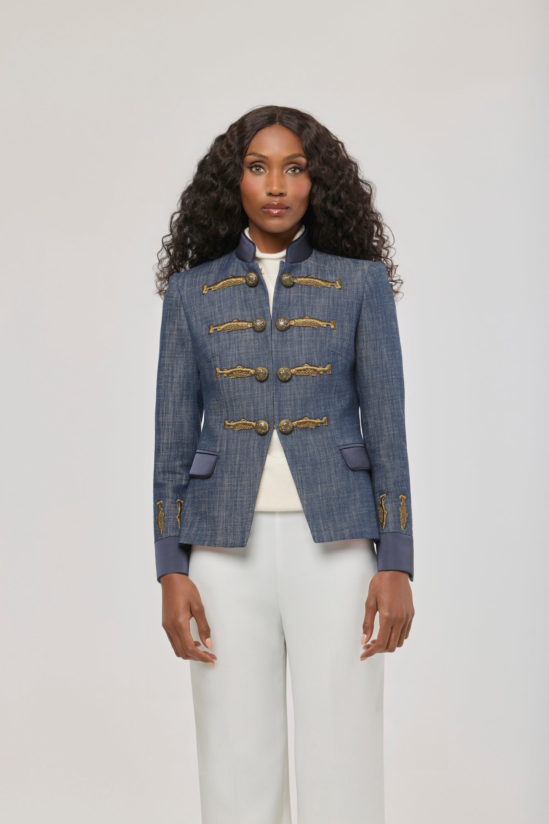 Nuvola Denim Embroidered Cotton Blazer - Limited Edition