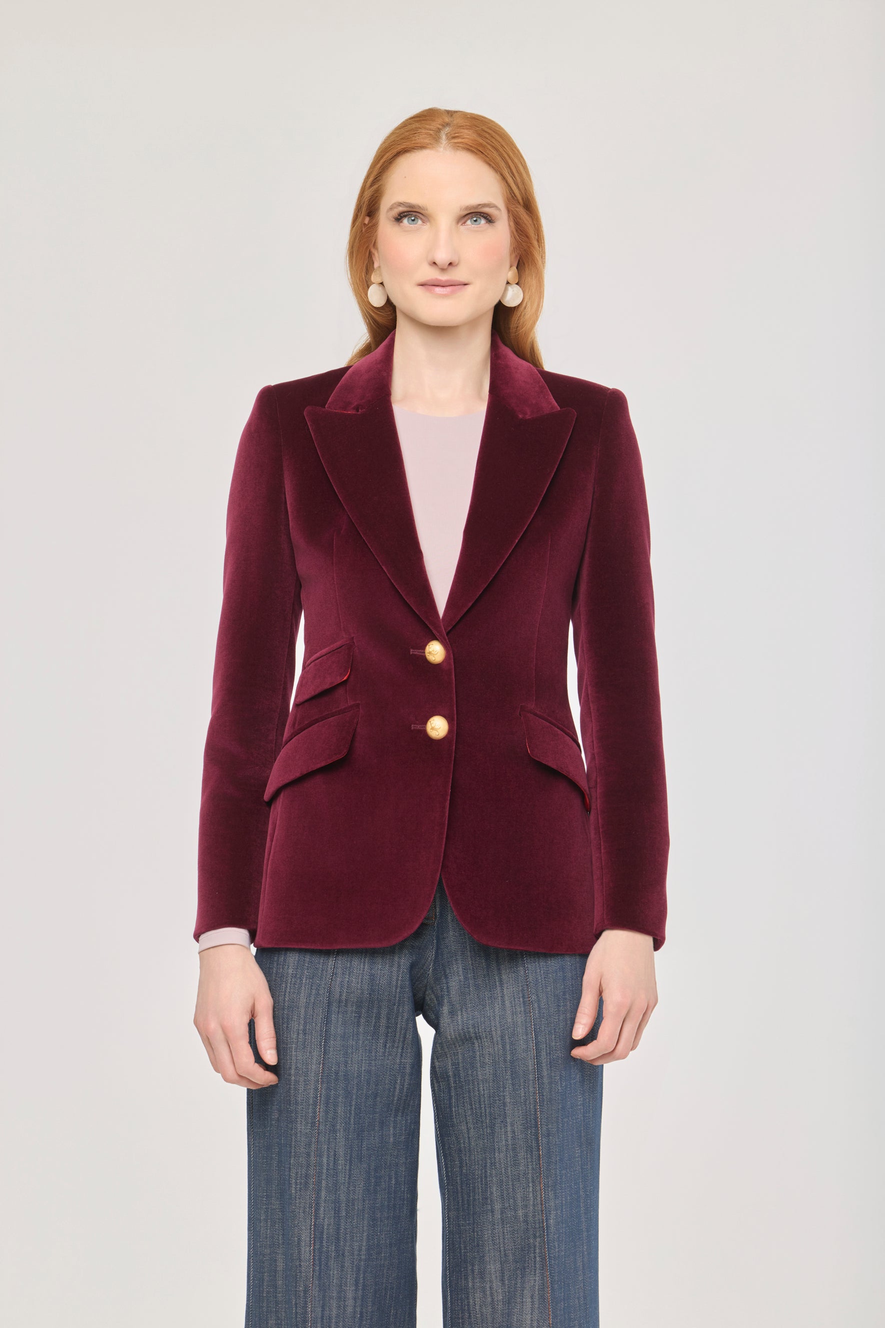 Oliva Burgundy Velvet Blazer - Limited Edition