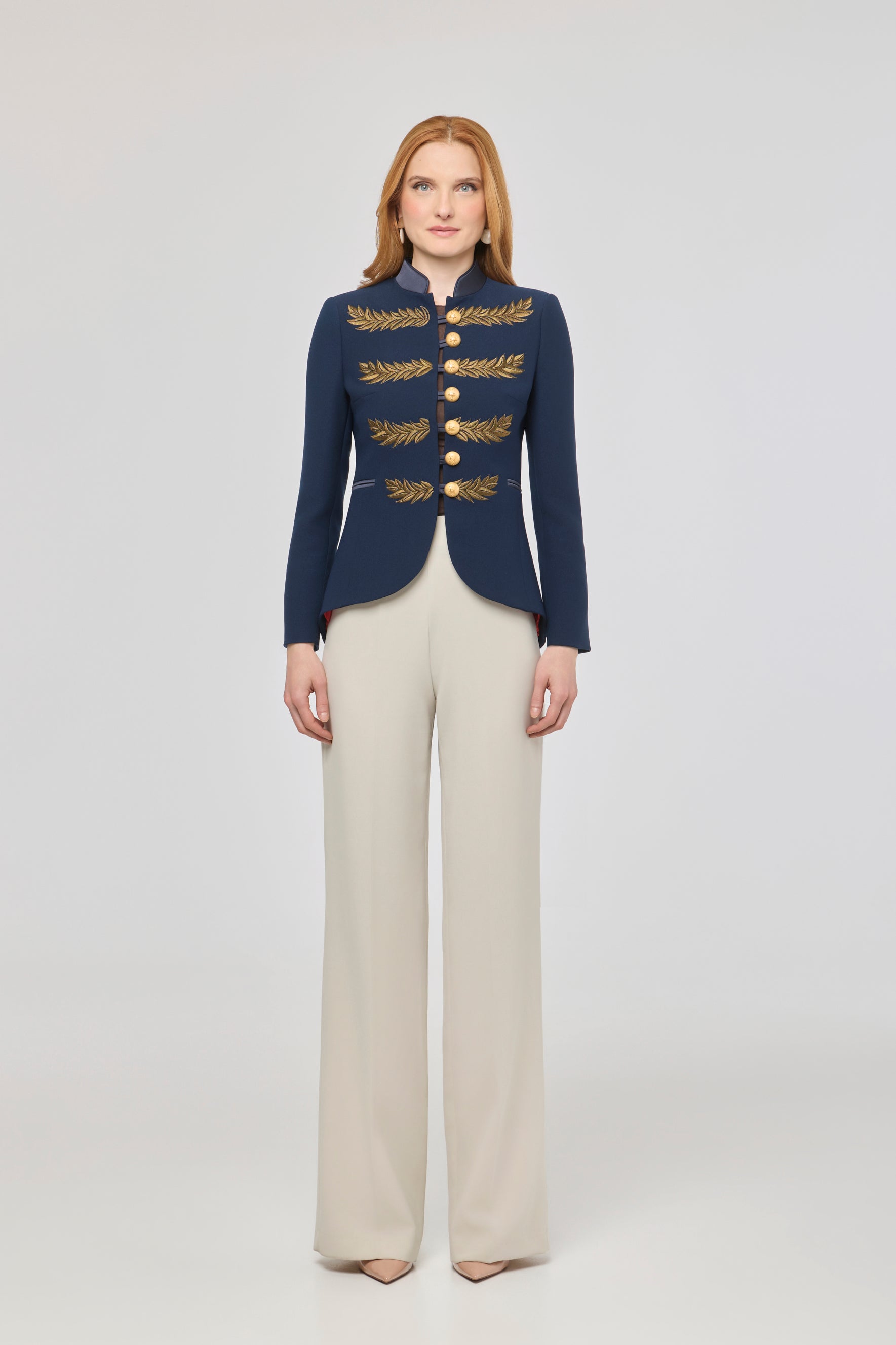 Renata Love Gold Navy Blue Embroidered Blazer - Limited Edition