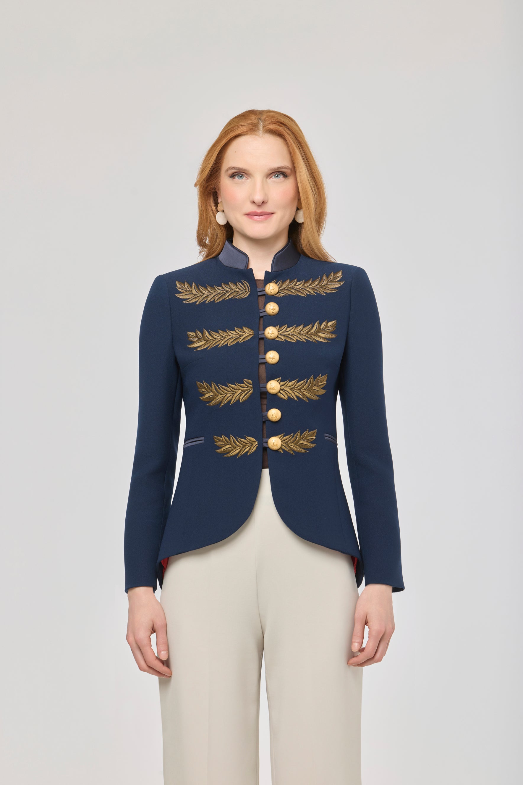Renata Love Gold Navy Blue Embroidered Blazer - Limited Edition