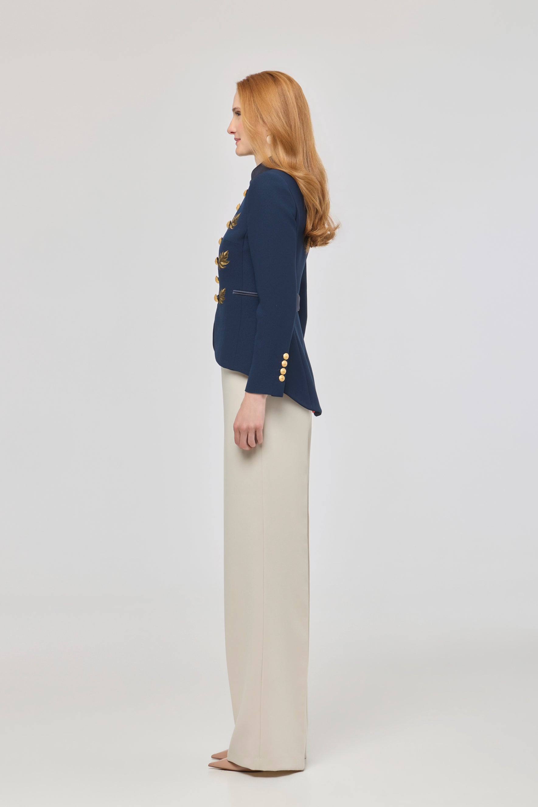 Renata Love Gold Navy Blue Embroidered Blazer - Limited Edition