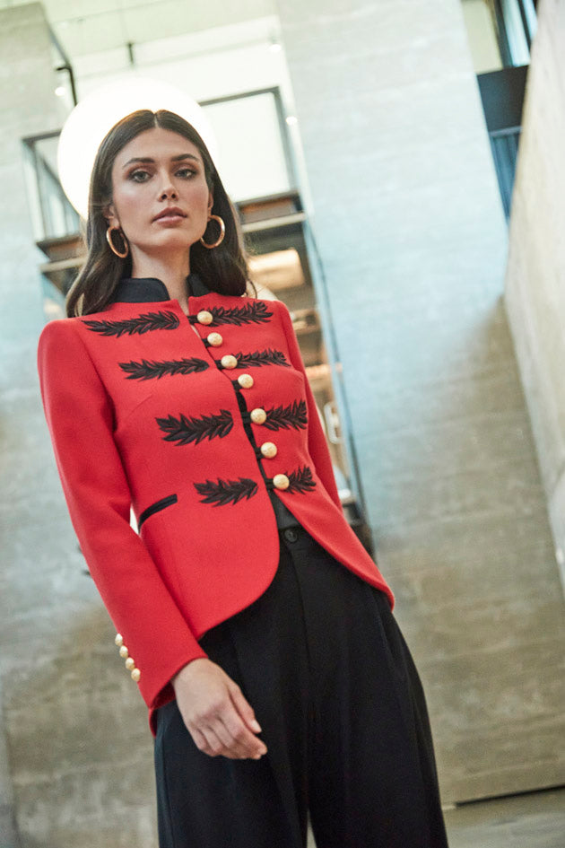 BLAZER MILITAR RENATA BLACK ROJO