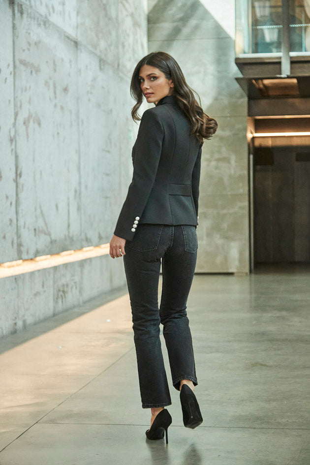 FIORELLA BLACK BLAZER WITH SILVER EMBROIDERY