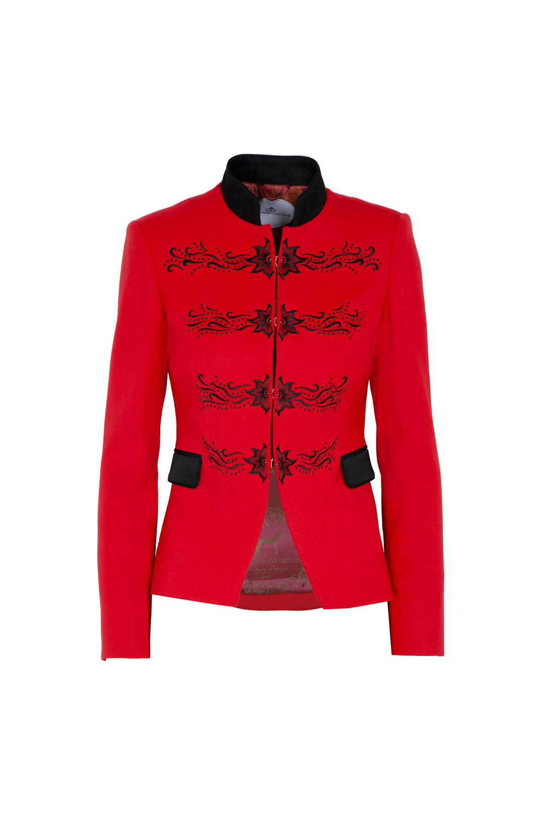 BLAZER ROJO BORDADO NEGRO FIORELLA