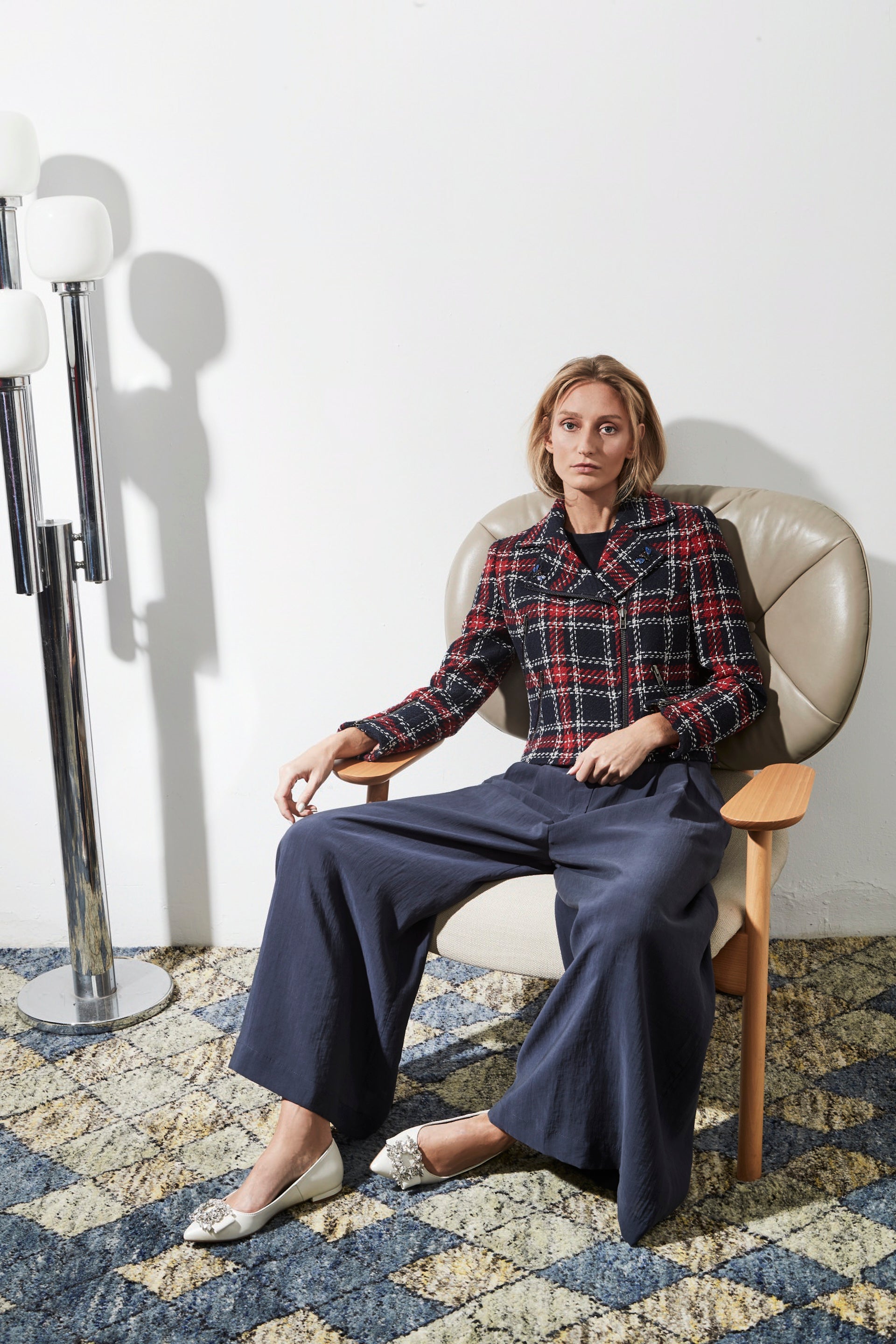 SHORT PERFECT STYLE CHECKED JACKET