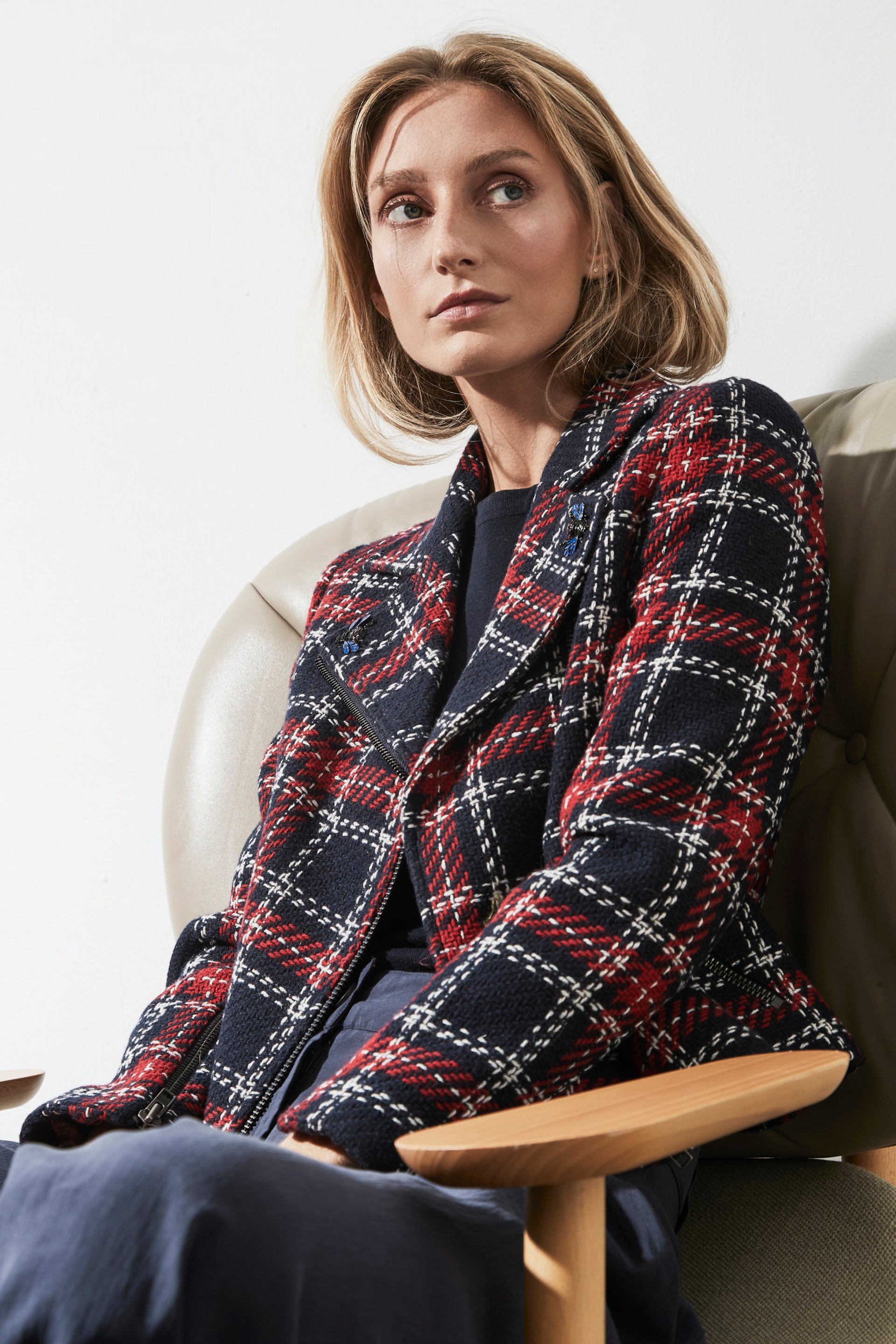 SHORT PERFECT STYLE CHECKED JACKET