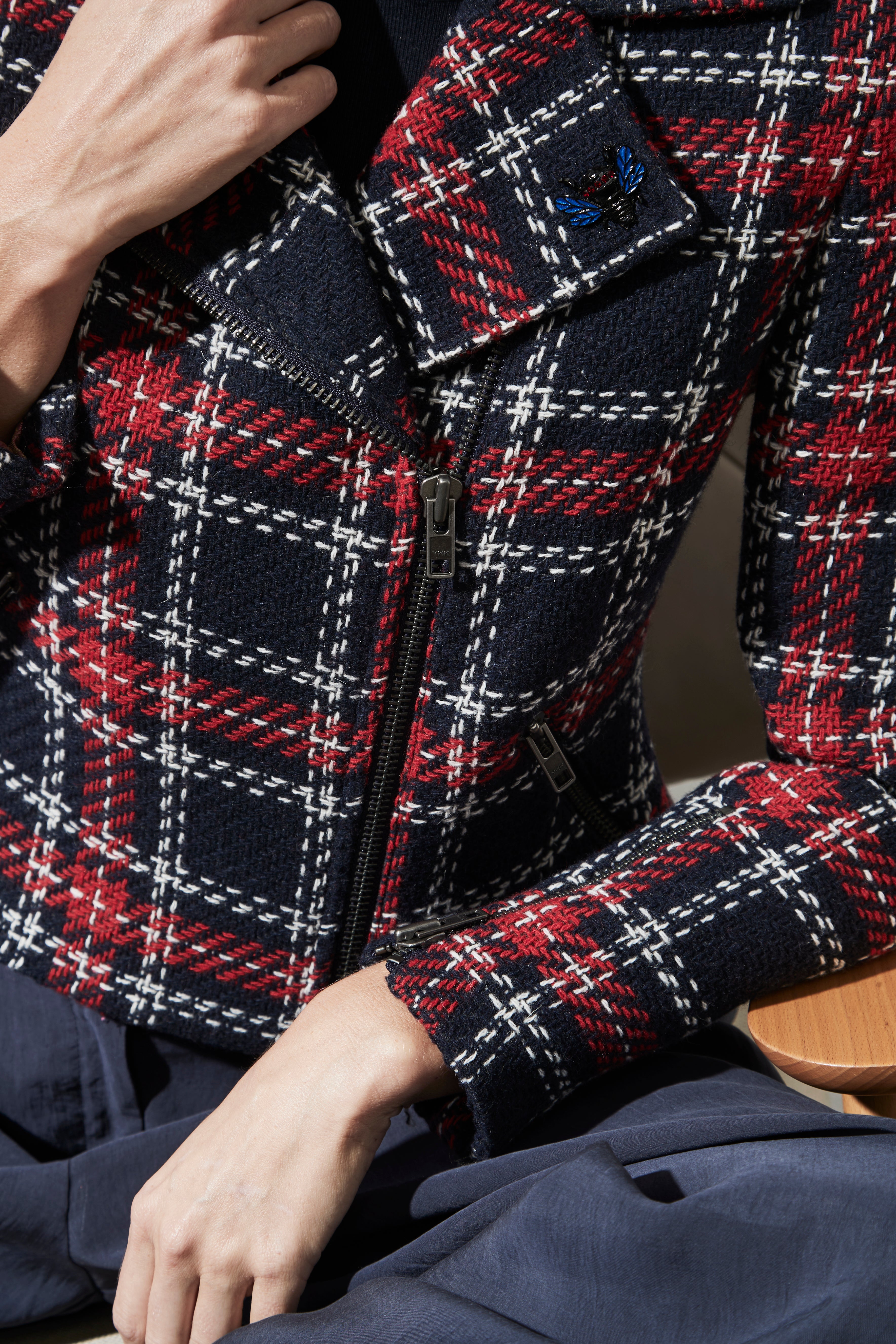 SHORT PERFECT STYLE CHECKED JACKET