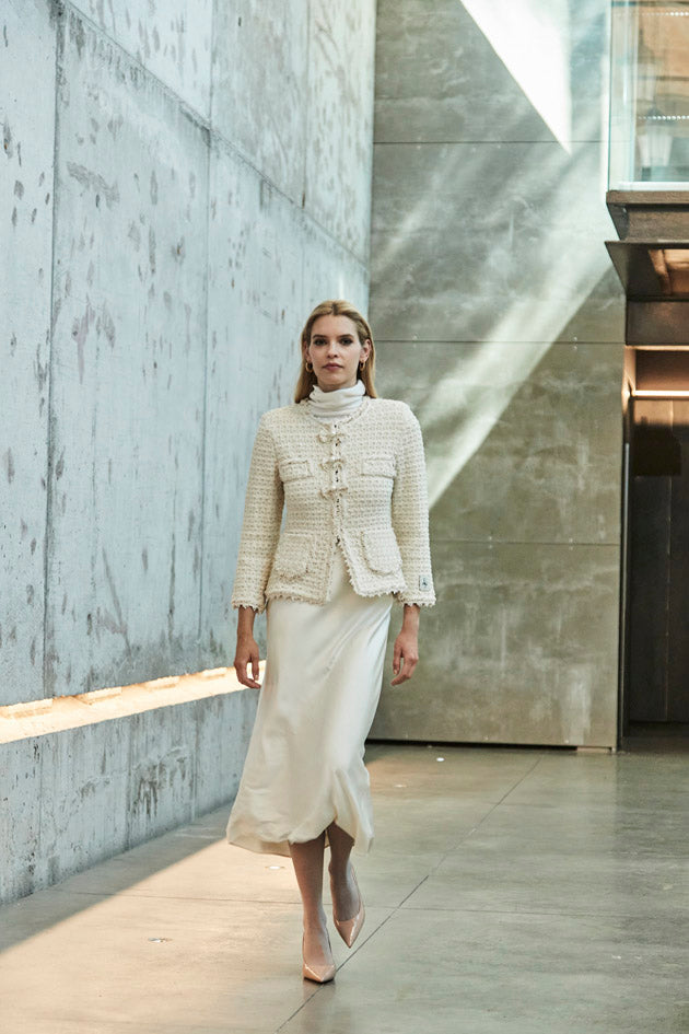 ZOE CREAM TWEED JACKET WITH BOWS