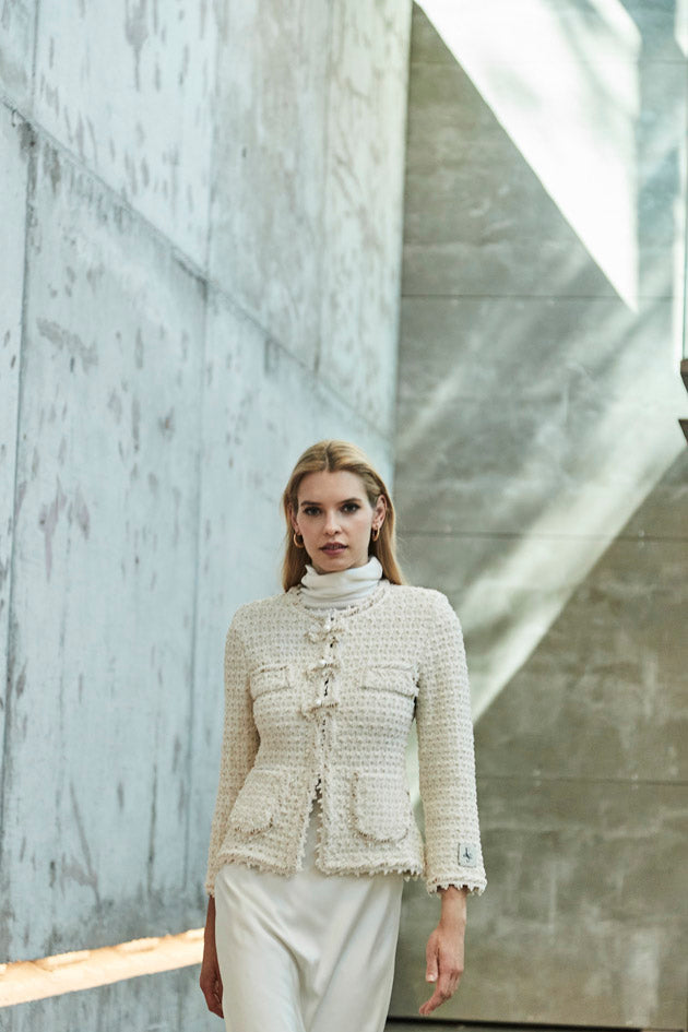 ZOE CREAM TWEED JACKET WITH BOWS