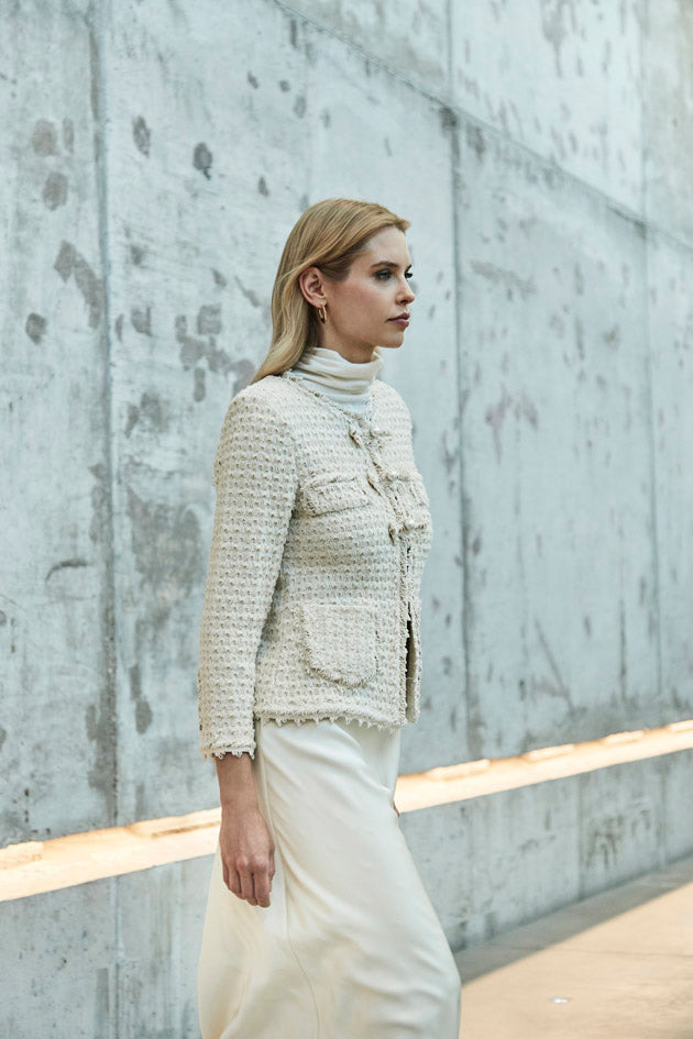 ZOE CREAM TWEED JACKET WITH BOWS