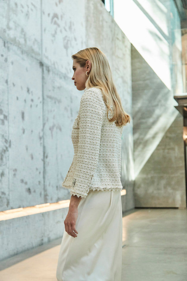ZOE CREAM TWEED JACKET WITH BOWS