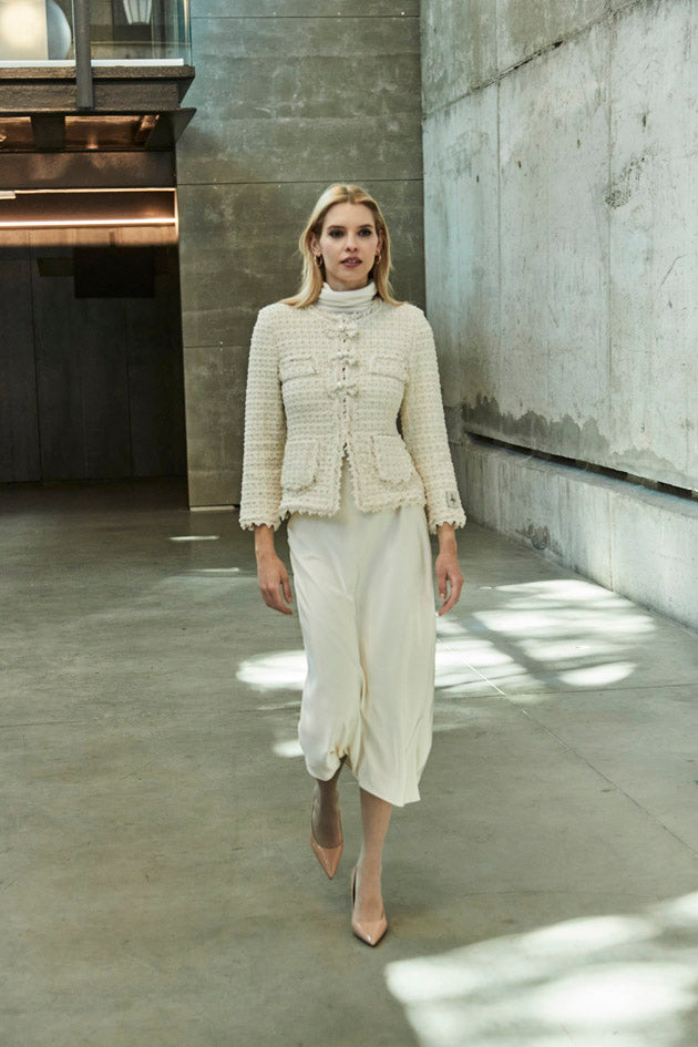 ZOE CREAM TWEED JACKET WITH BOWS