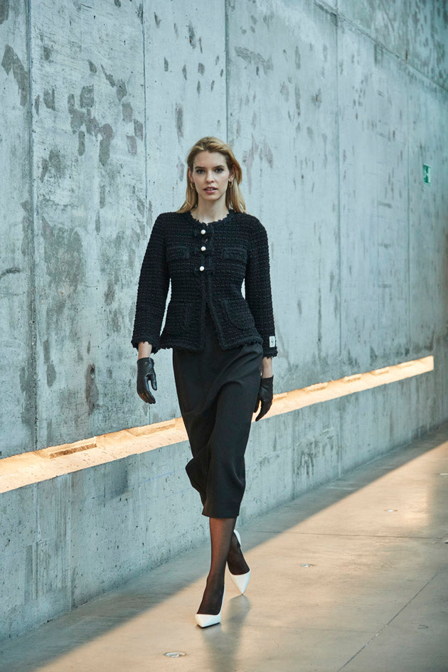 ZOE BLACK TWEED JACKET WITH BOWS