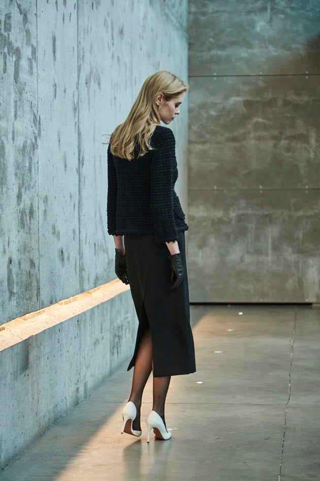 ZOE BLACK TWEED JACKET WITH BOWS