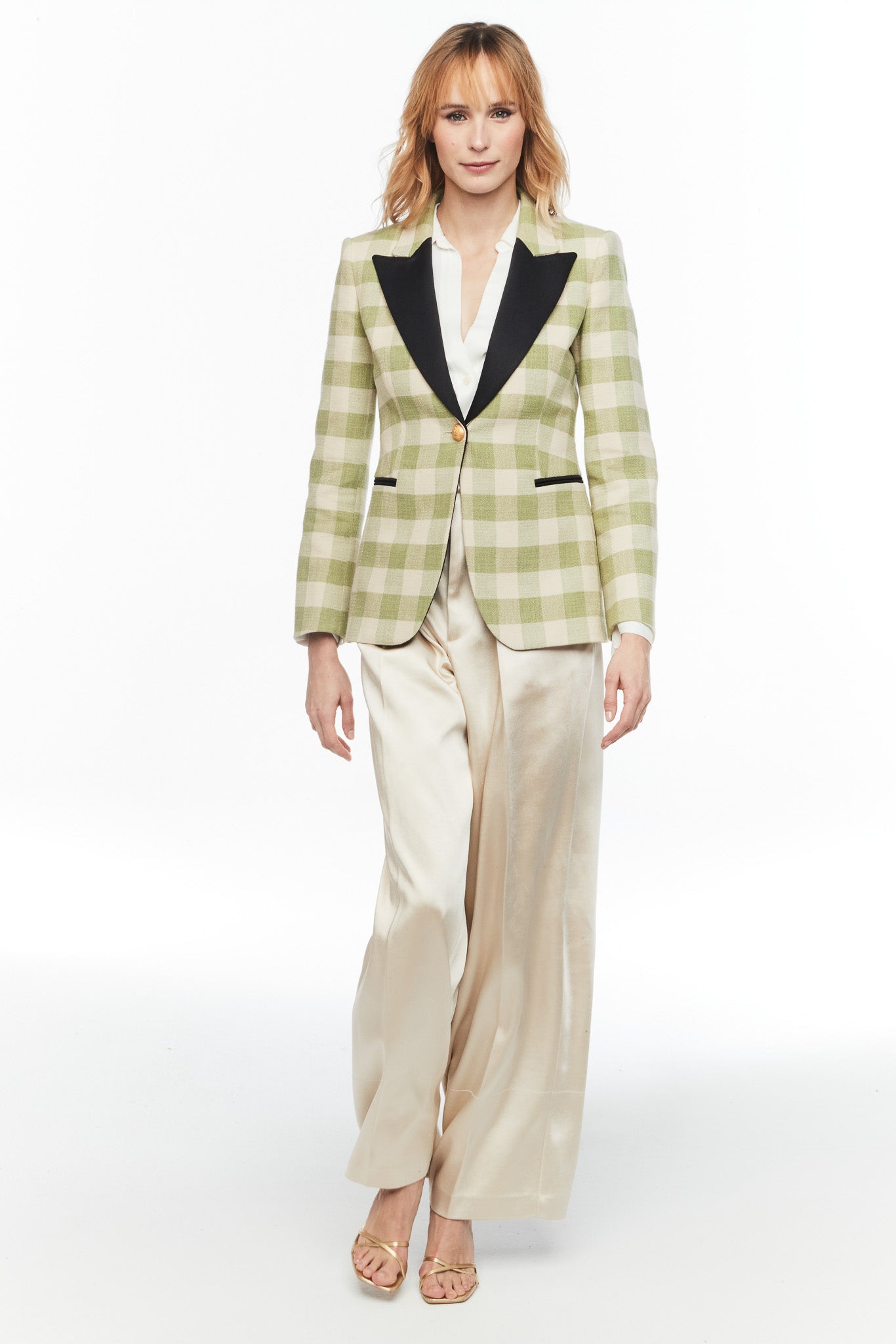 BERRY CHECKED TUXEDO BLAZER