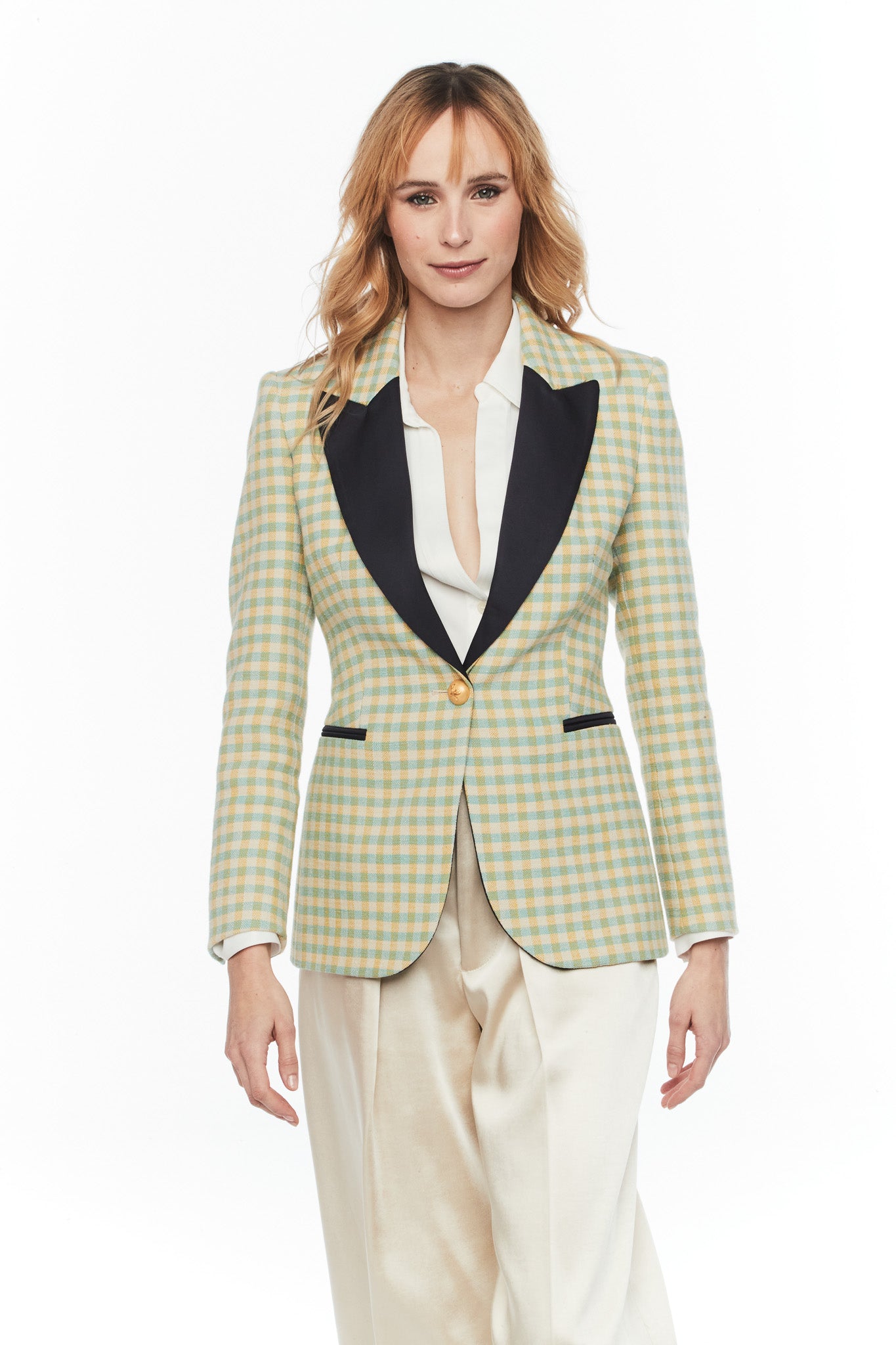 FIONA BLUE VICHY CHECK BLAZER
