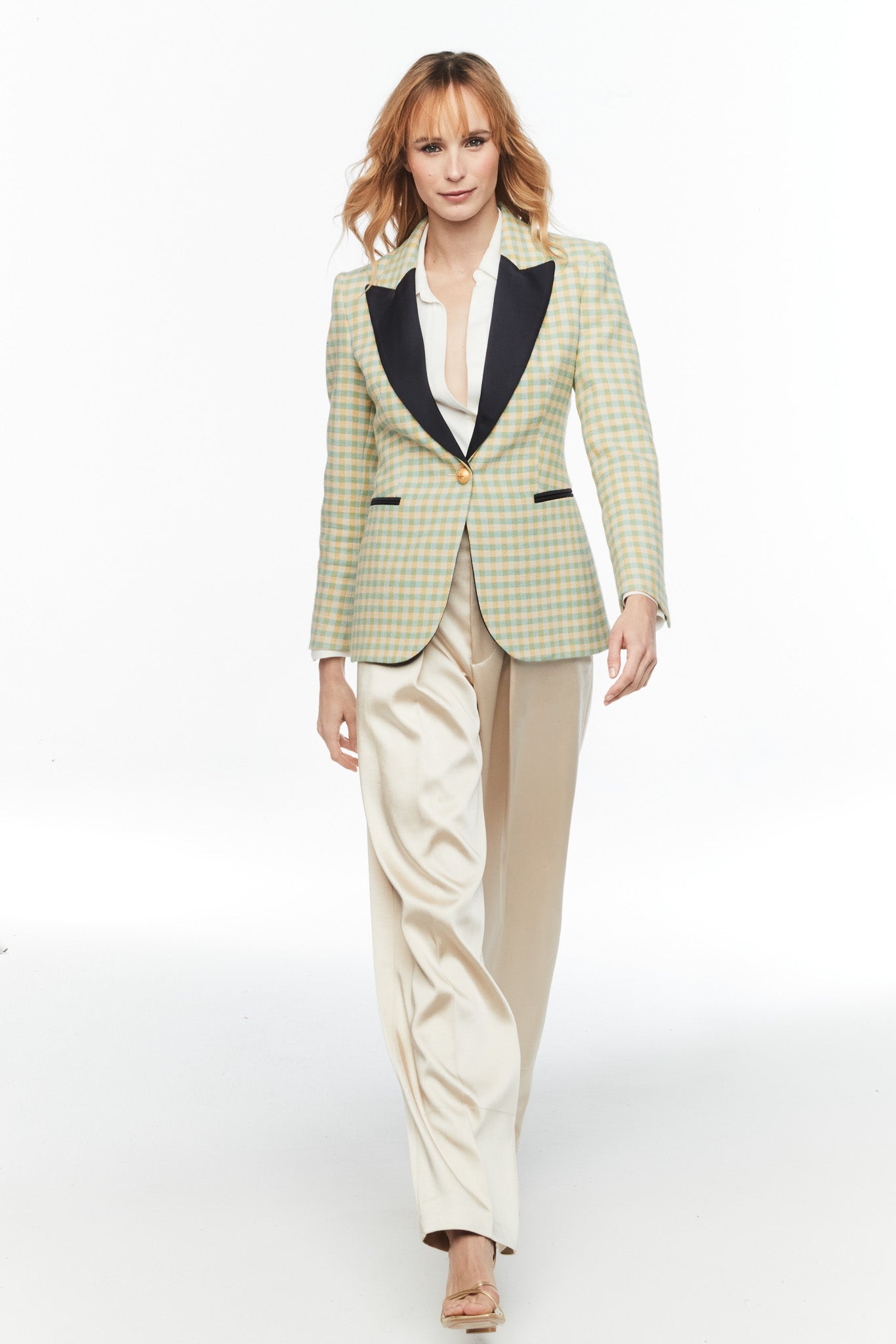 FIONA BLUE VICHY CHECK BLAZER