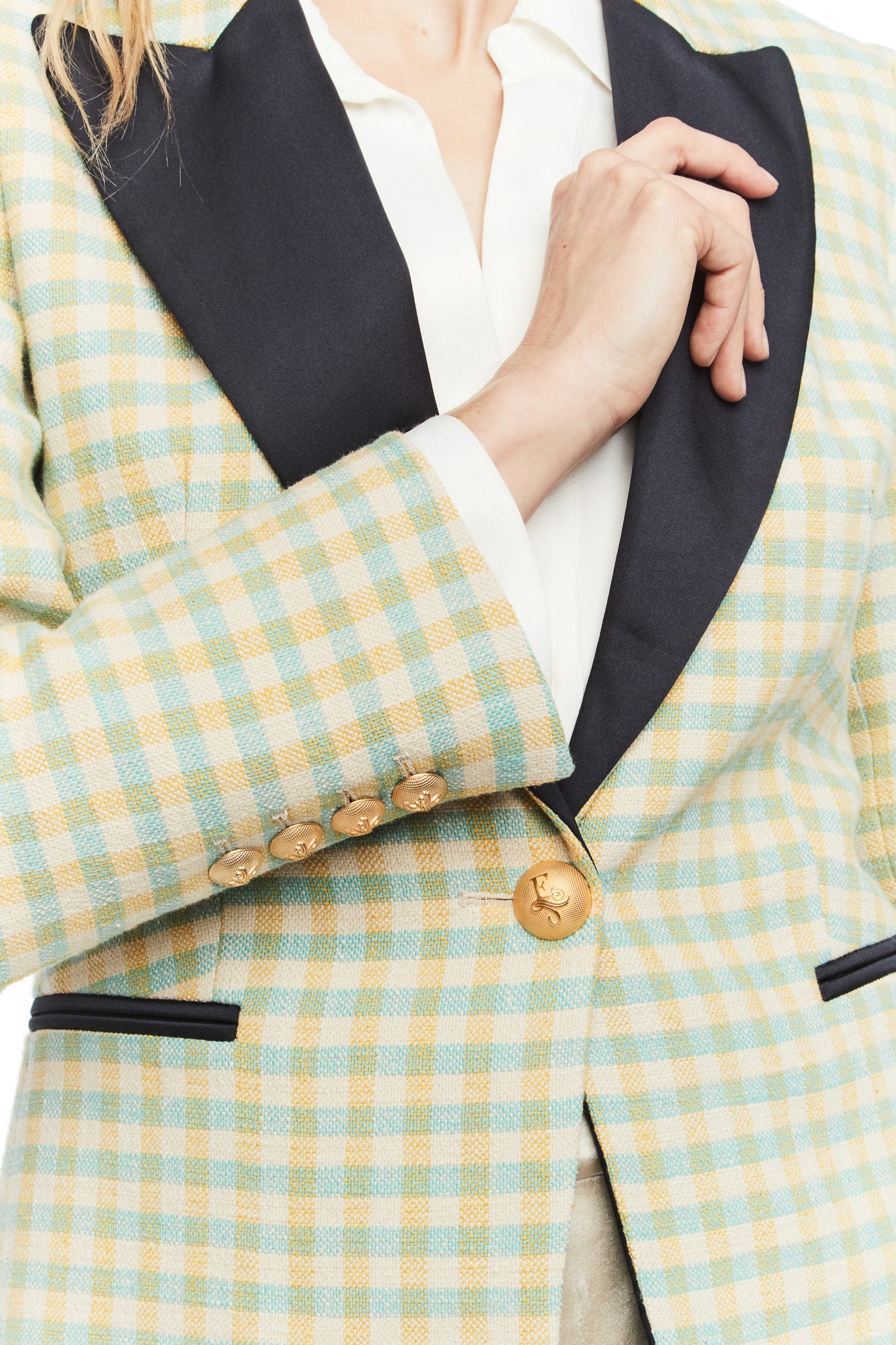 FIONA BLUE VICHY CHECK BLAZER