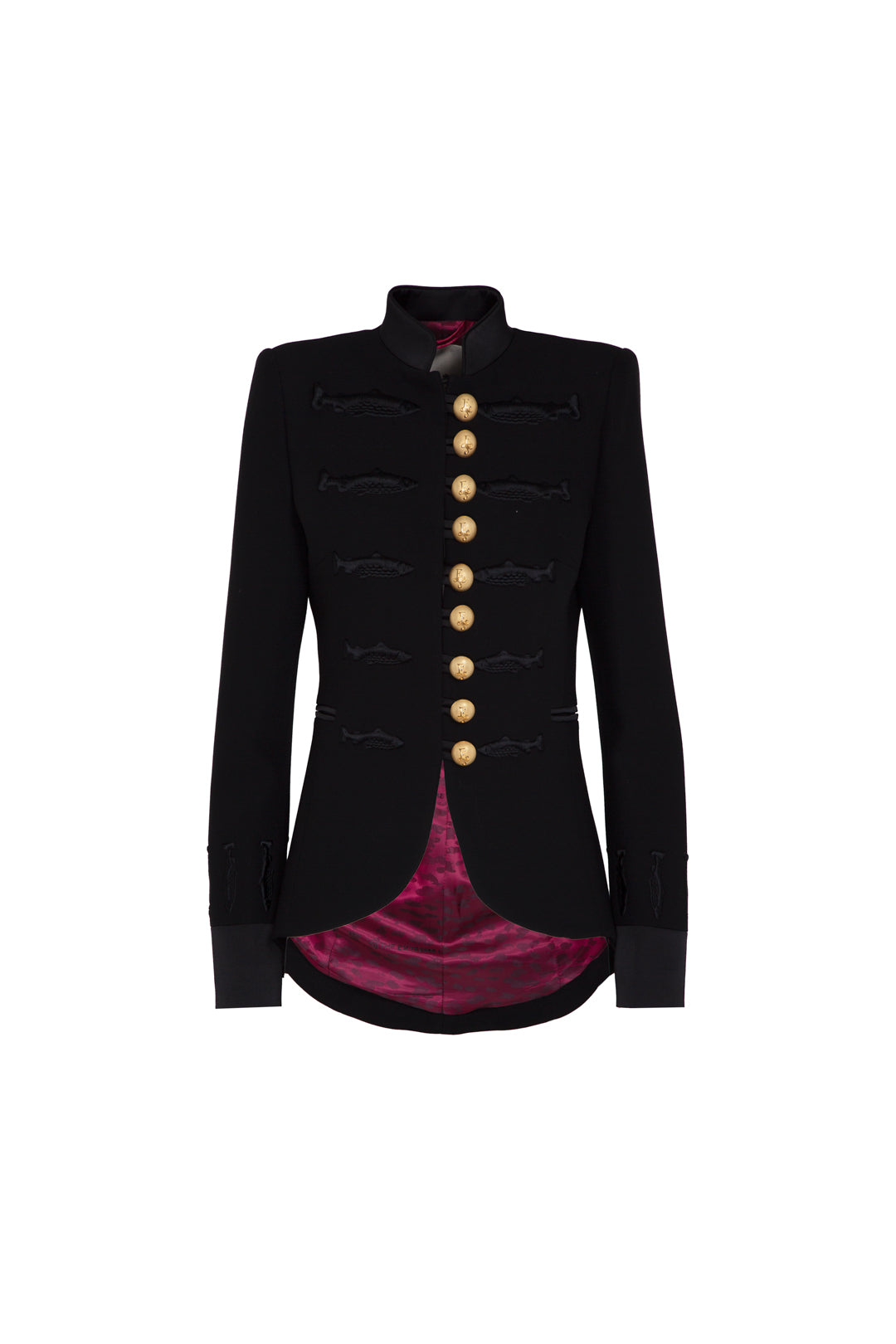 NUVOLA BLACK BLAZER WITH FISH EMBROIDERY