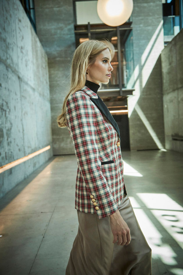 ALCOTT CHECKED TUXEDO BLAZER