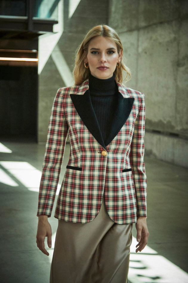 ALCOTT CHECKED TUXEDO BLAZER