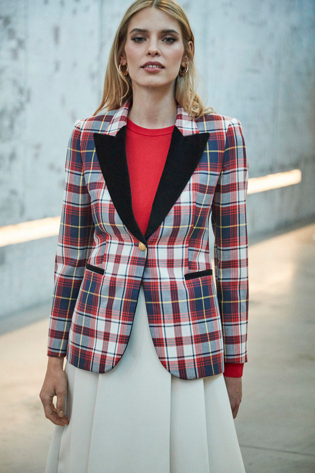 ANABEL CHECKED TUXEDO BLAZER