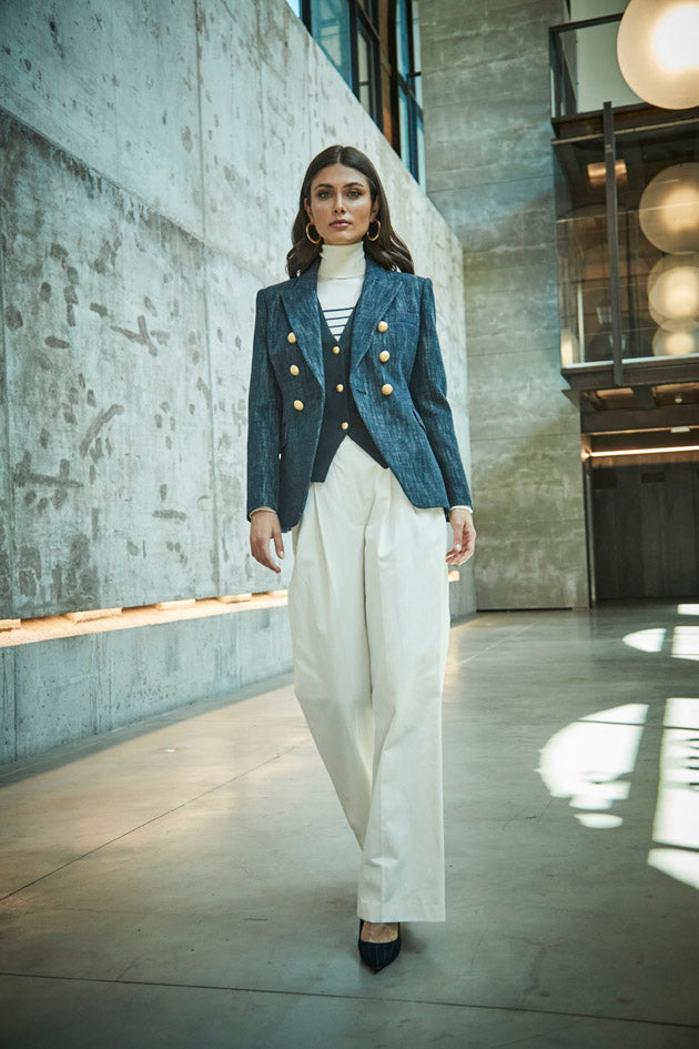 BYRON DENIM DOUBLE-BREASTED BLAZER