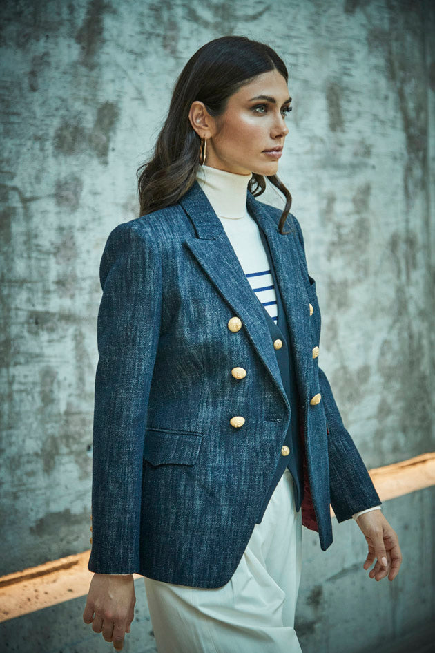 BYRON DENIM DOUBLE-BREASTED BLAZER