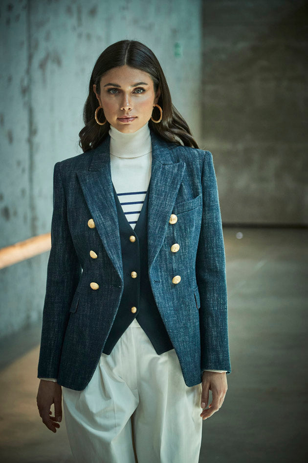 BYRON DENIM DOUBLE-BREASTED BLAZER
