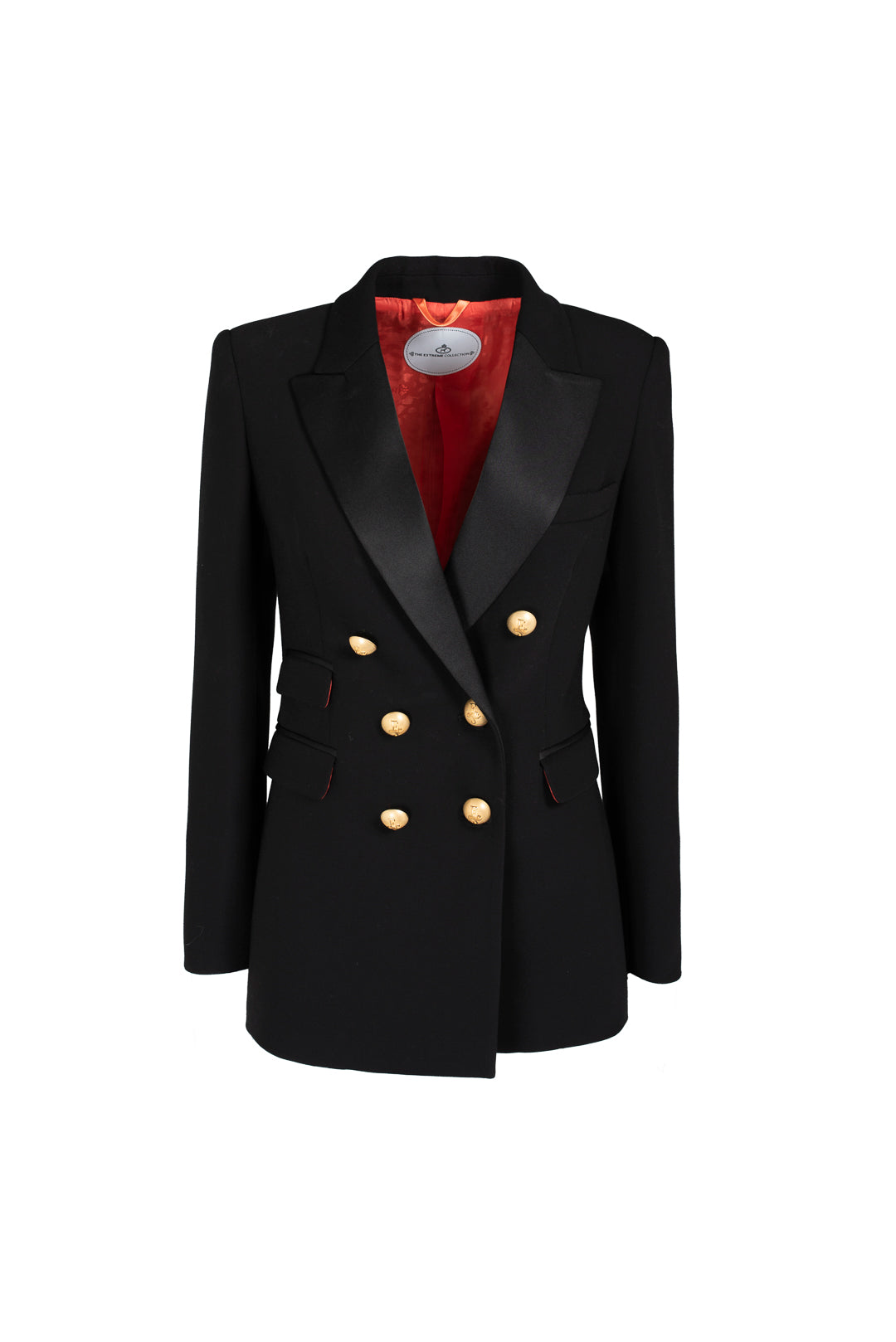 OBELIA DOUBLE-BREASTED BLAZER WITH SATIN LAPEL