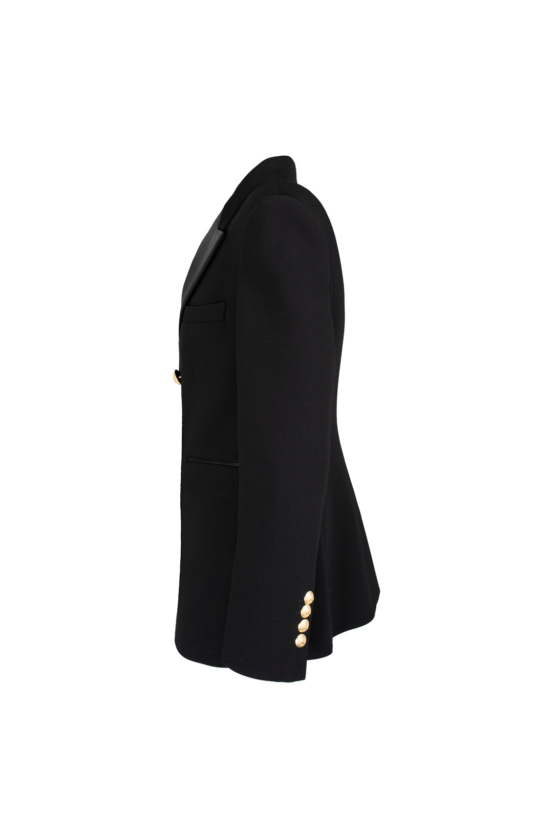 OBELIA DOUBLE-BREASTED BLAZER WITH SATIN LAPEL