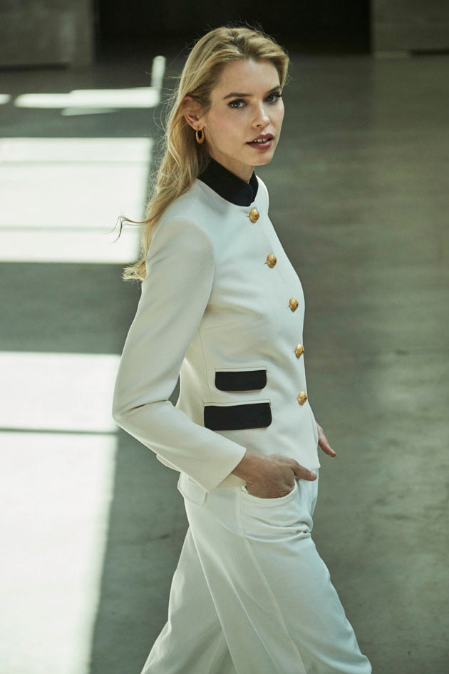 BASTIAN WHITE BLAZER WITH DOUBLE POCKETS