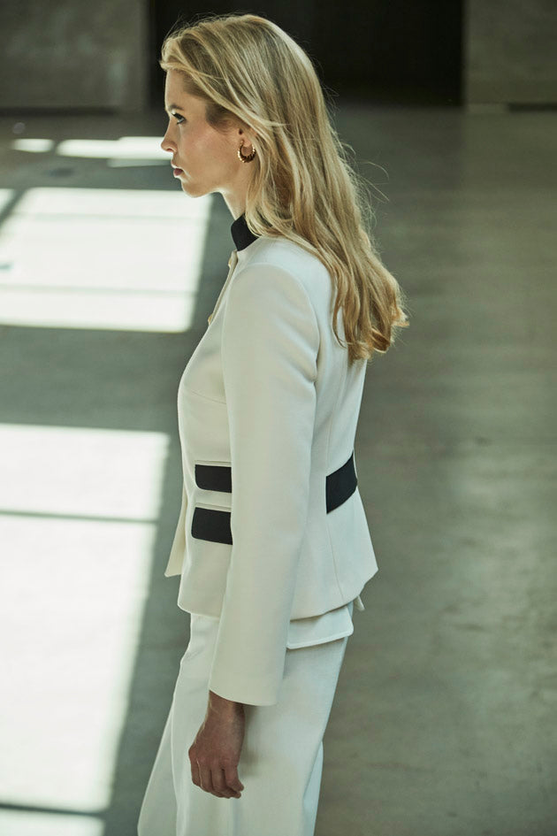 BASTIAN WHITE BLAZER WITH DOUBLE POCKETS