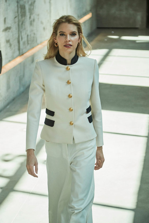 BASTIAN WHITE BLAZER WITH DOUBLE POCKETS
