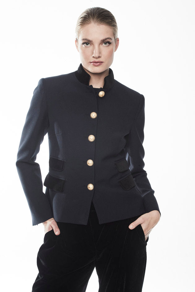BASTIAN NAVY BLAZER WITH DOUBLE POCKETS