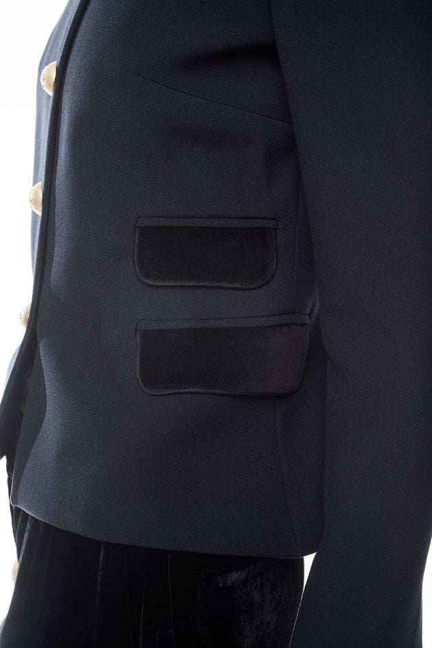 BASTIAN NAVY BLAZER WITH DOUBLE POCKETS