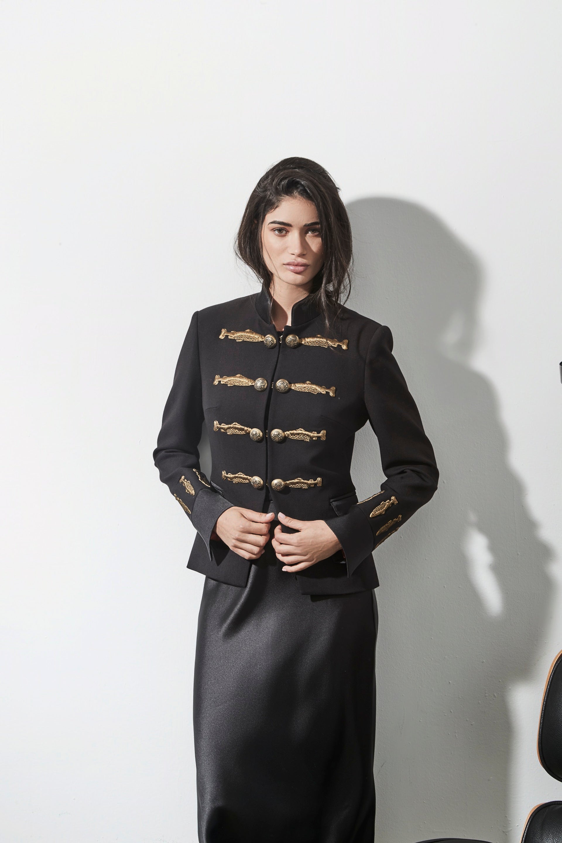 NUVOLA BLACK MILITARY BLAZER