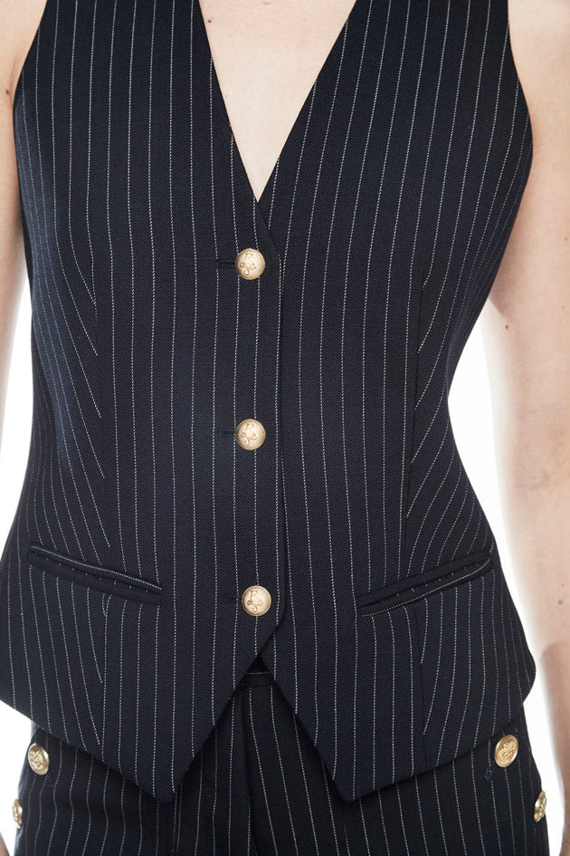 ATELIER NAVY PINSTRIPE VEST