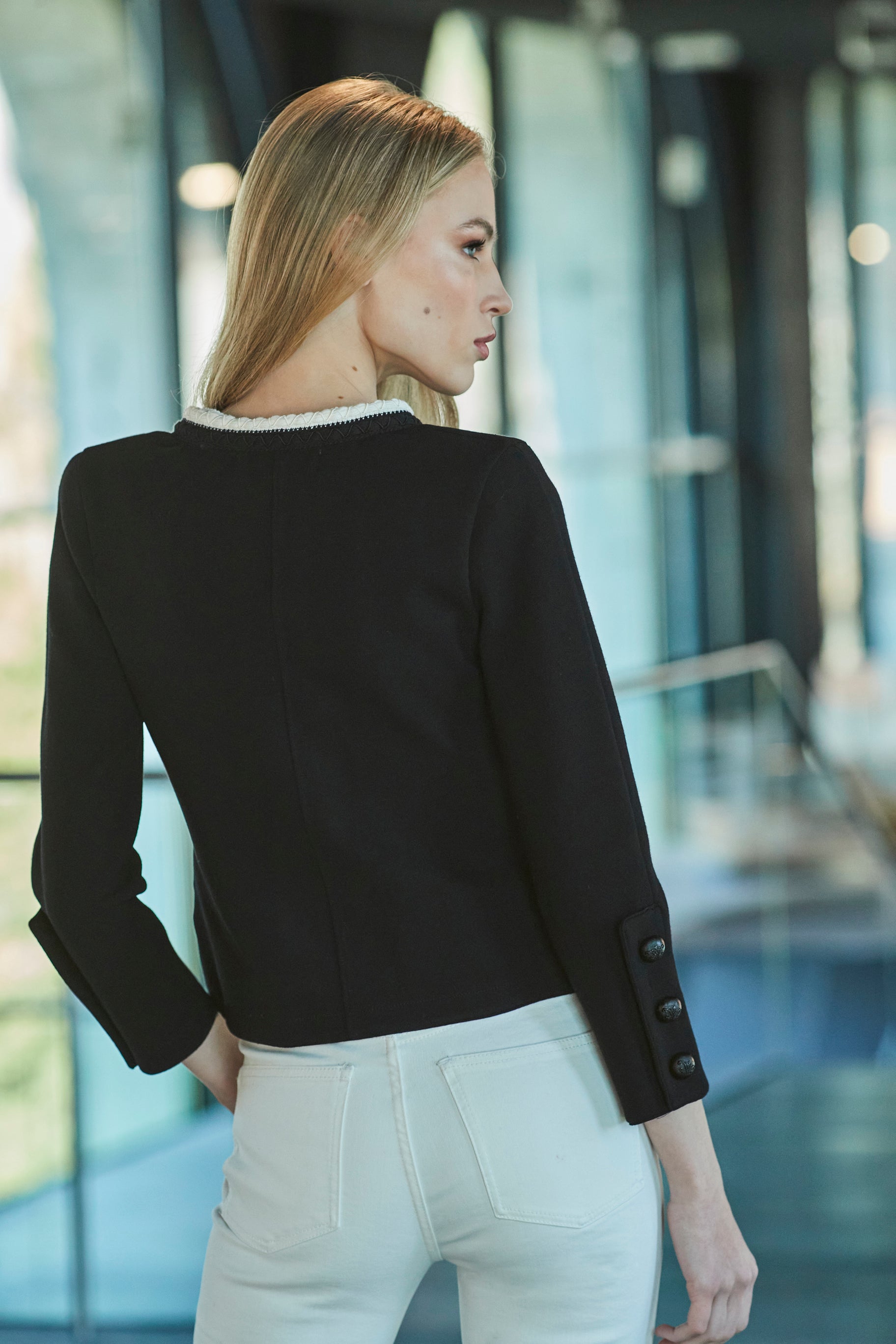 BAPTISTE BLACK SHORT TWEED JACKET