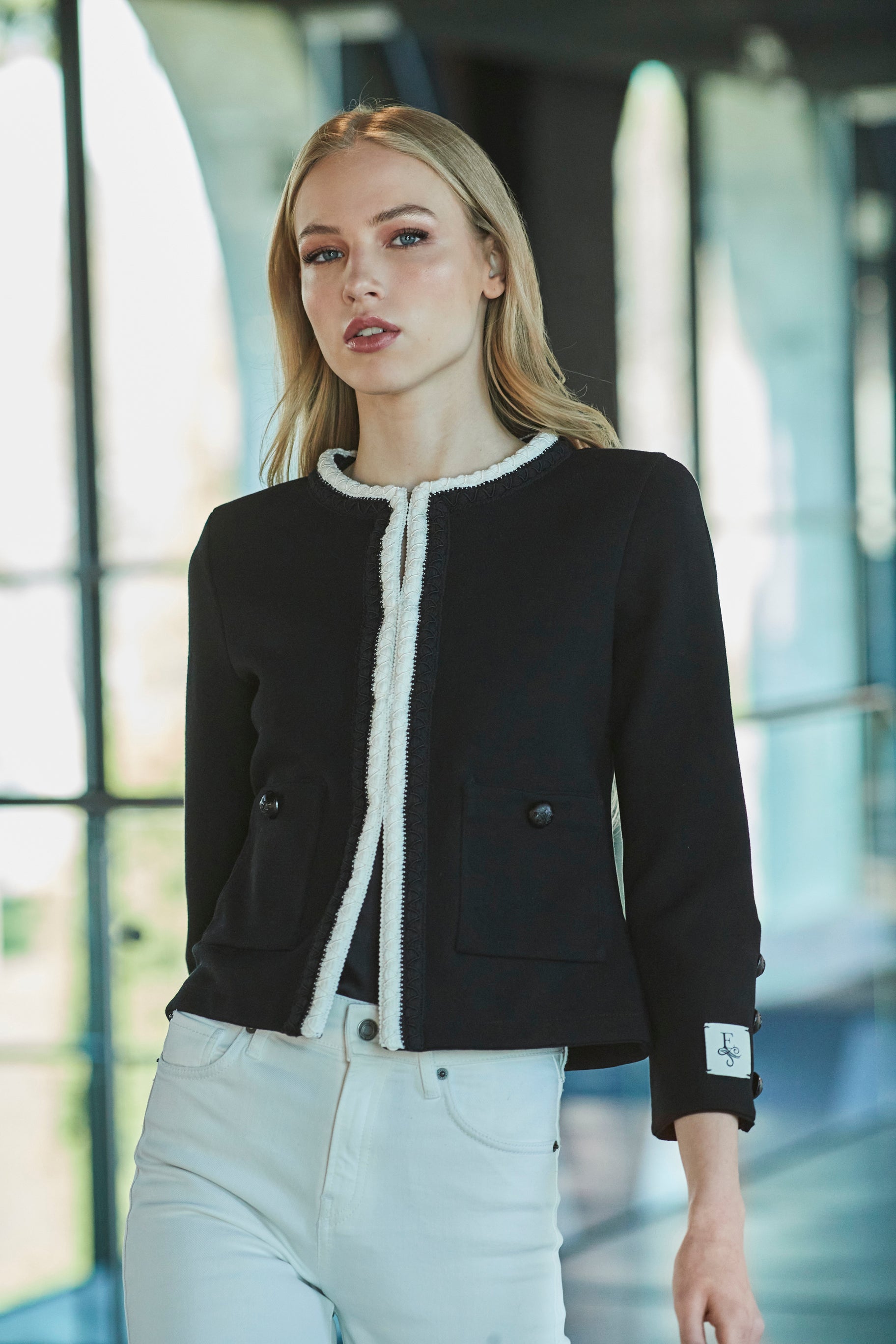BAPTISTE BLACK SHORT TWEED JACKET