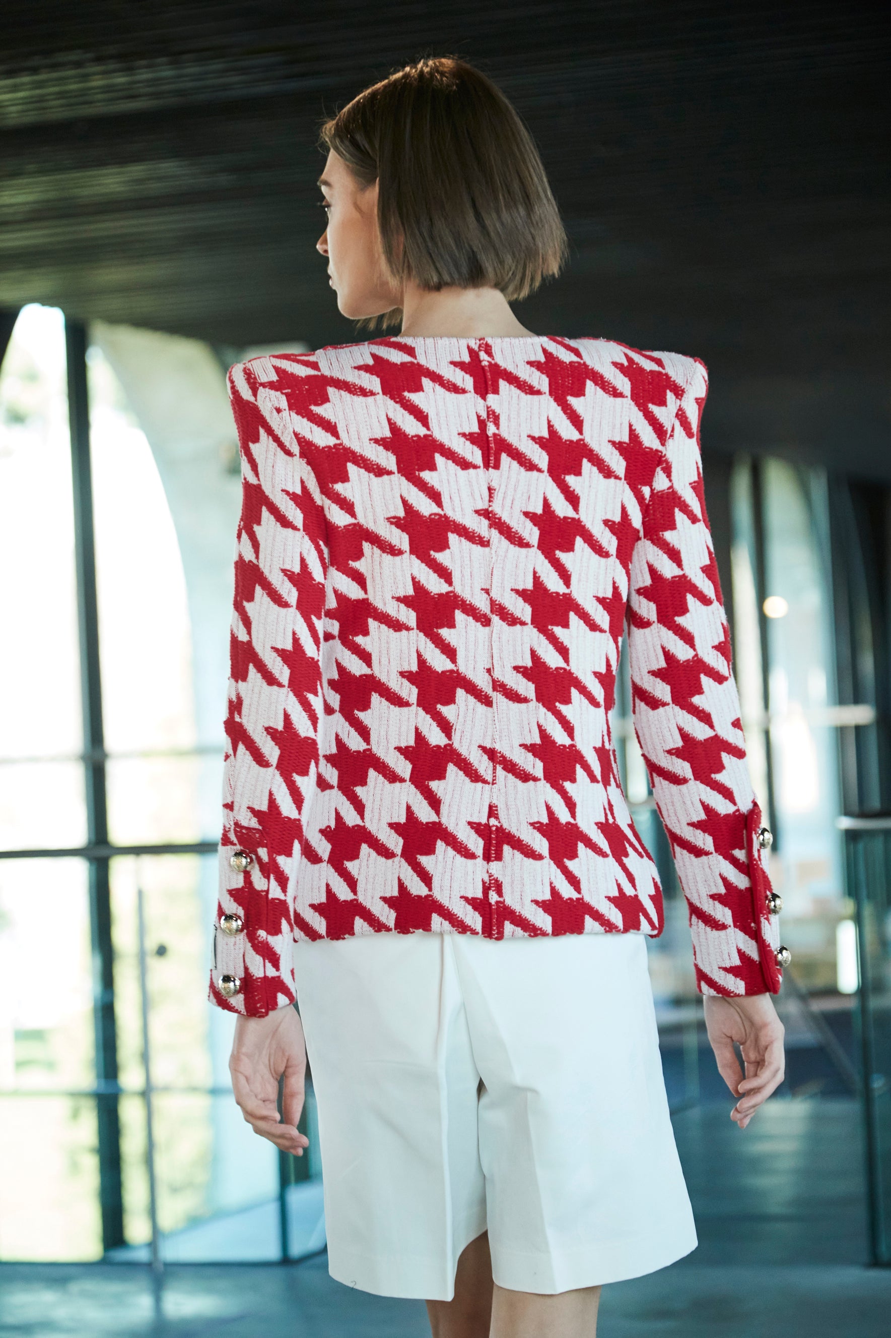 CHAQUETA PATA DE GALLO ROJA BRETON